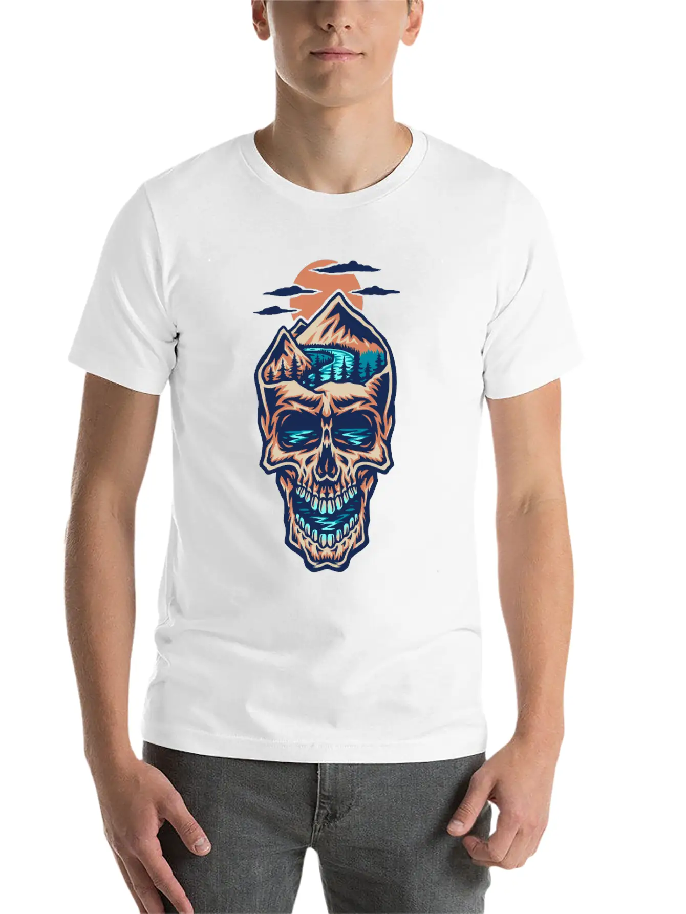 Mountain Head Skull Basic Graphic T-Shirt – Daily Comfort In Soft Cotton