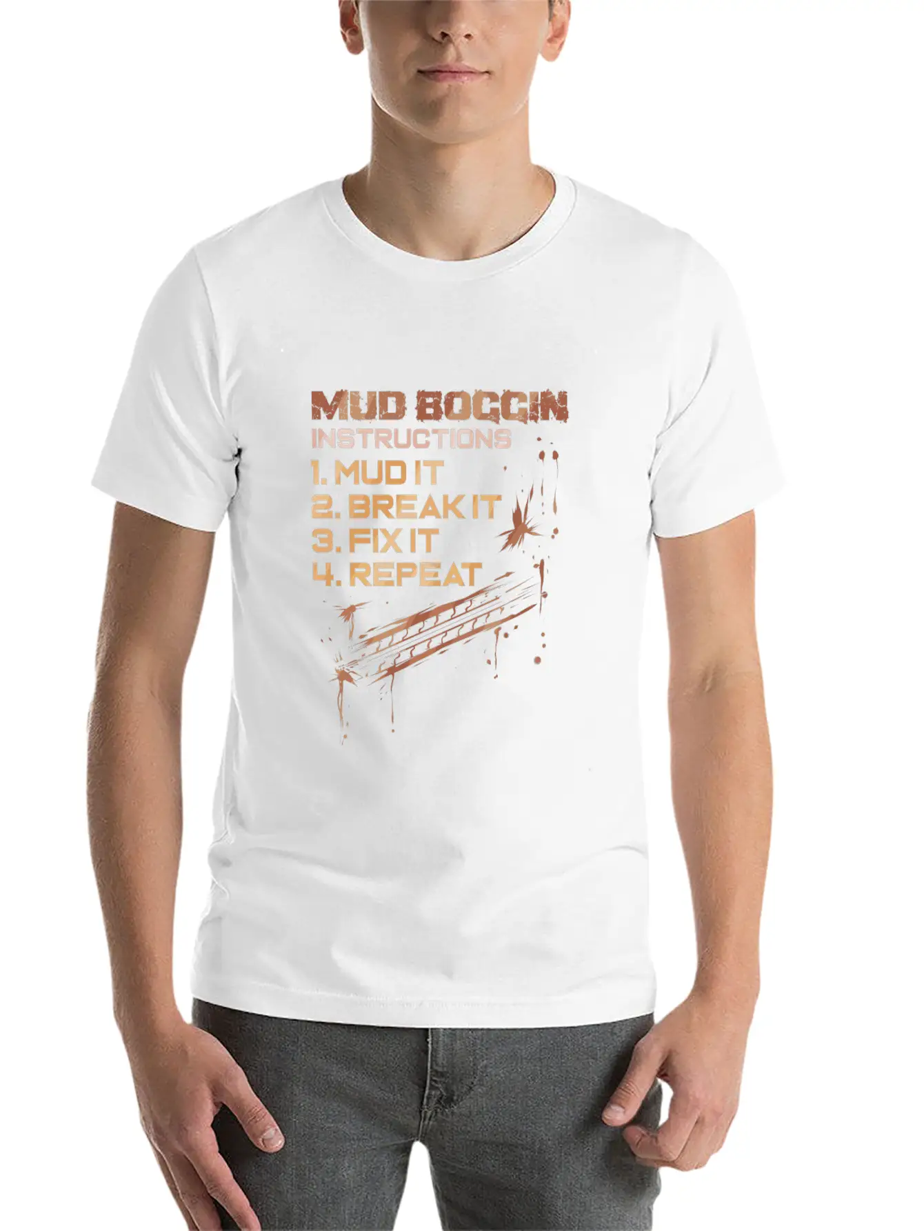 Mud Boggin Instructions - Funny Mudding Gift Timeless Short Sleeve Tee – Comfy And Minimalist Design