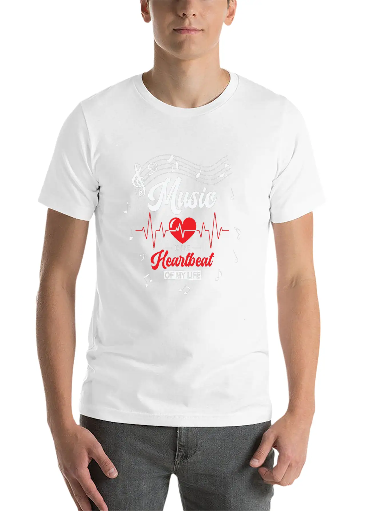Music Heartbeat Music Lover Life Songs Unisex Short Sleeve Soft Cotton T-Shirt – Casual Everyday Wear