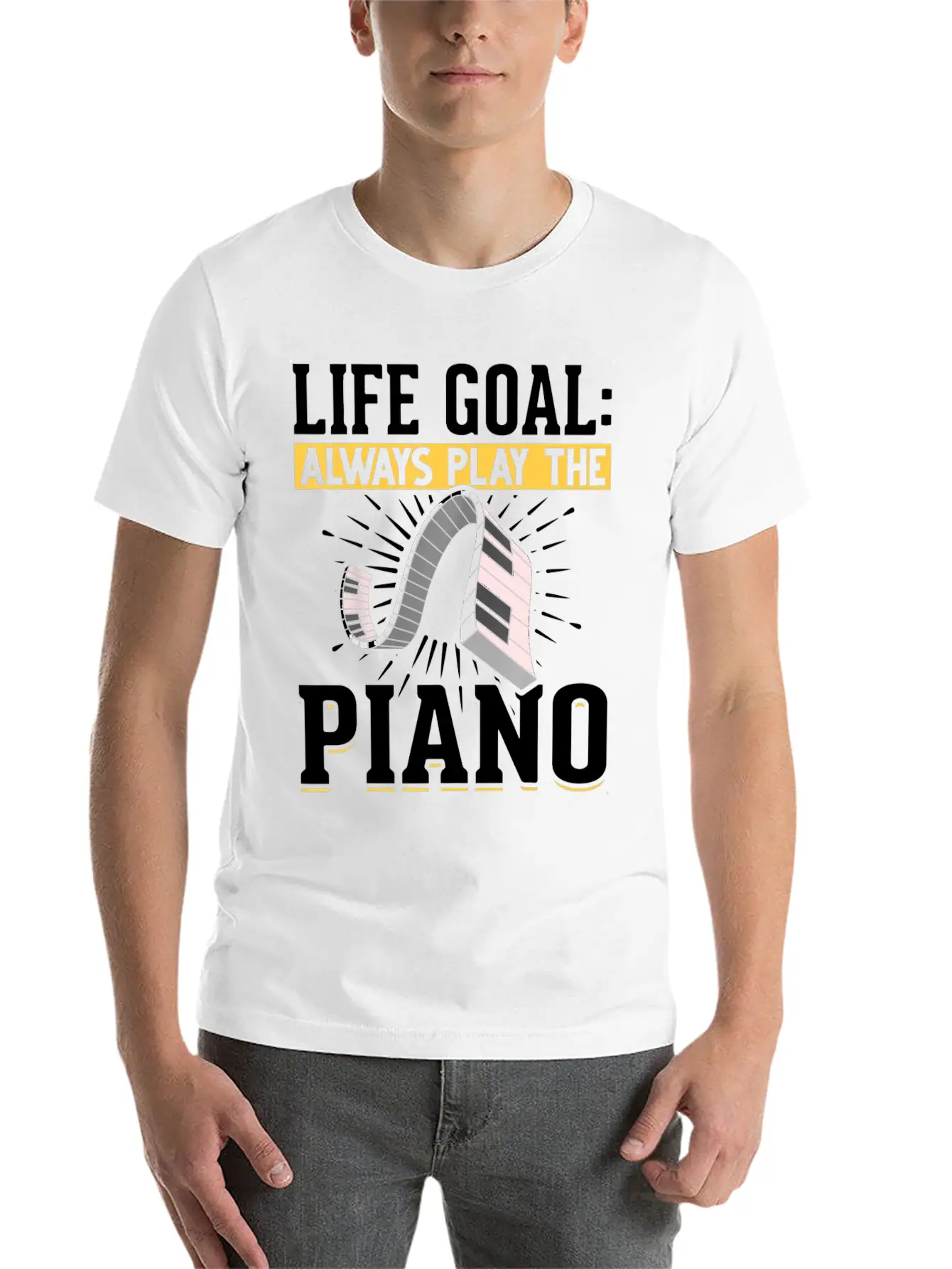 Music Piano Keyboard Pianist Life Goal Musician Essential Unisex Summer Tee – Soft Cotton Casual Fit