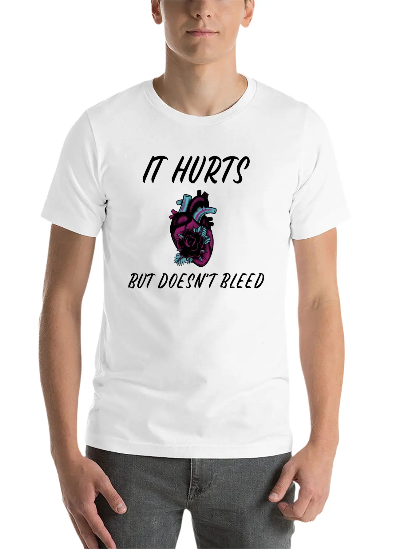 My Heart Hurts But Doesn't Bleed T Shirt Unisex Short Sleeve Soft Cotton T-Shirt – Casual Everyday Wear