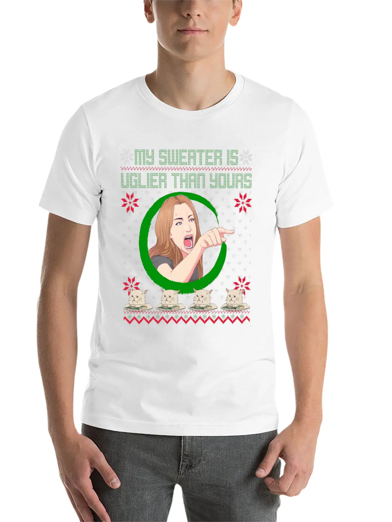 My Sweater Is Uglier Than Yours Unisex Short Sleeve Soft Cotton T-Shirt – Casual Everyday Wear