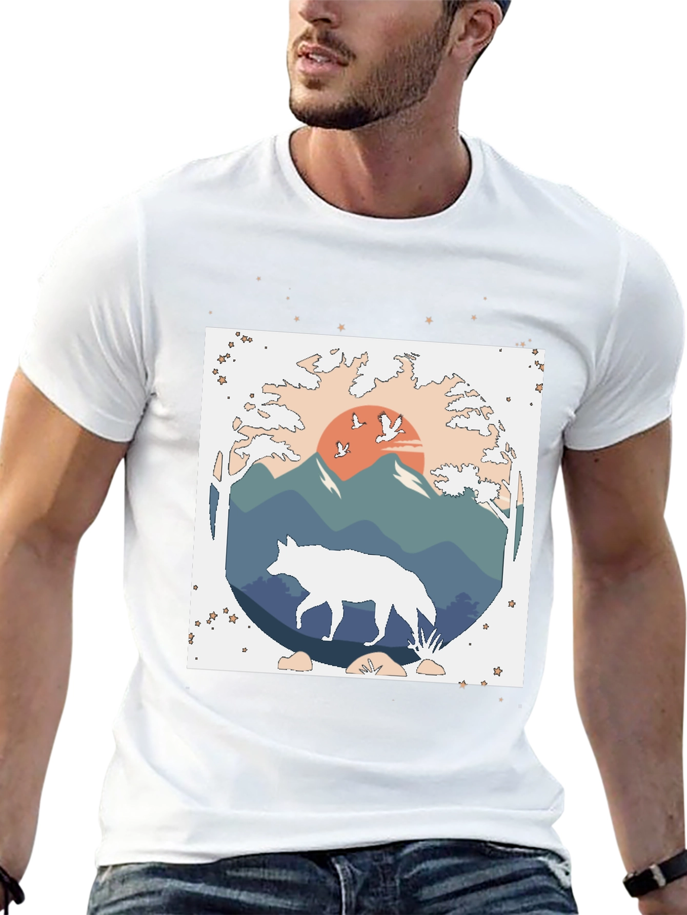 Wolf Nature Graphic Tee - Black