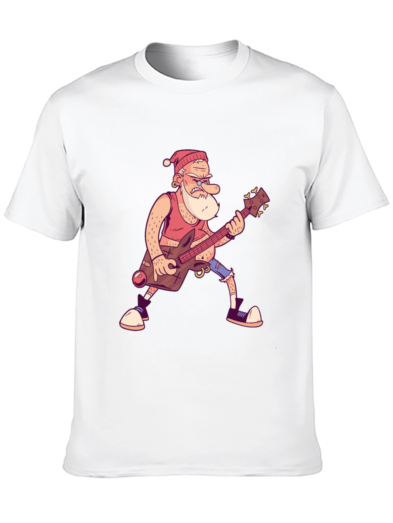 Santa Guitarist Graphic T-Shirt - Black