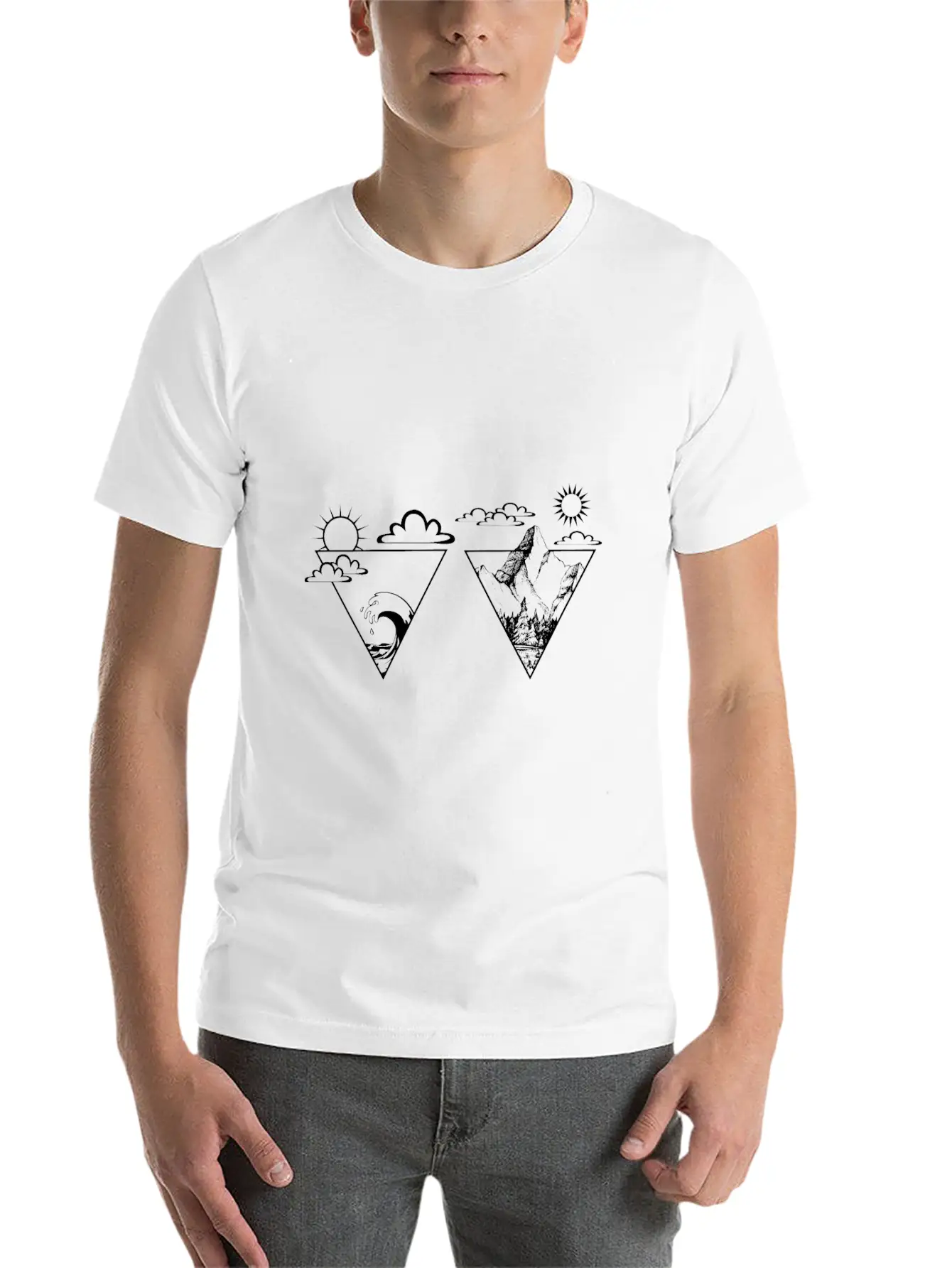 Nature Sea Mountain Forest Sun Cloud Sky Gift Stylish Everyday T-Shirt – Unisex Basic Cotton Tee