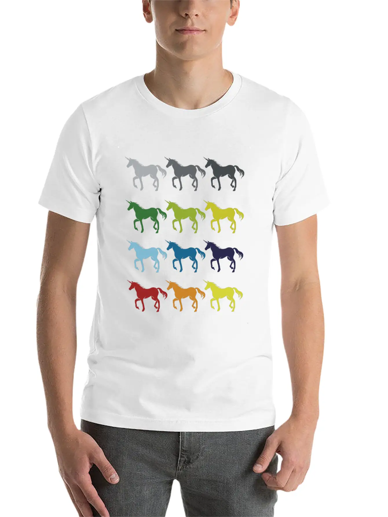 Neon Pop Art Retro Unicorn Gift Idea Stylish Everyday T-Shirt – Unisex Basic Cotton Tee