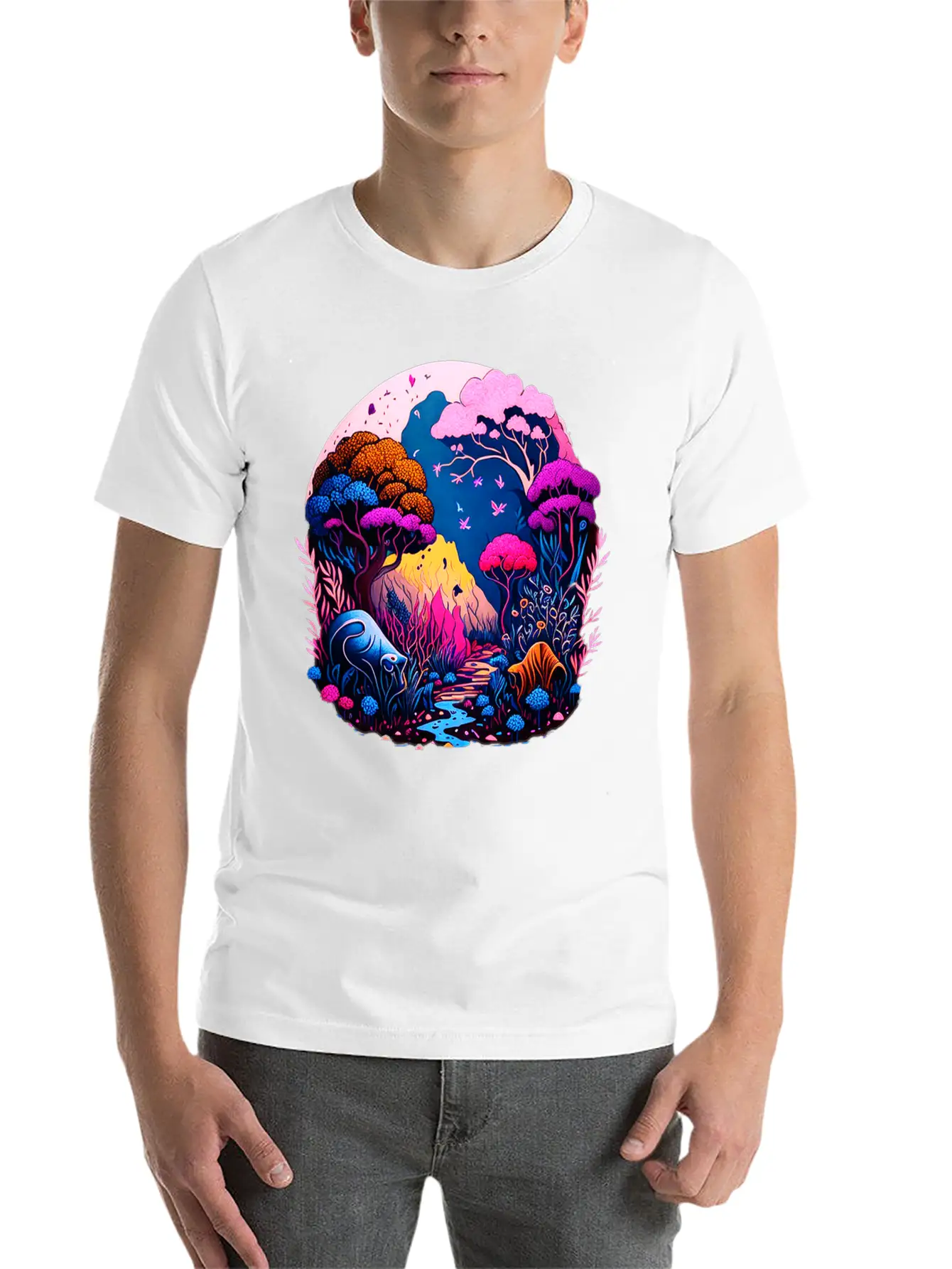 Night Landscape Essential Unisex Summer Tee – Soft Cotton Casual Fit