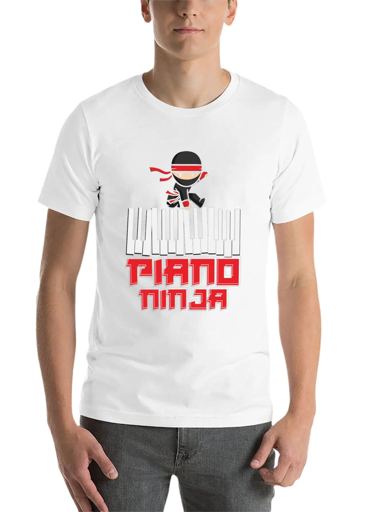 Ninja Musician Piano Piano Stylish Everyday T-Shirt – Unisex Basic Cotton Tee