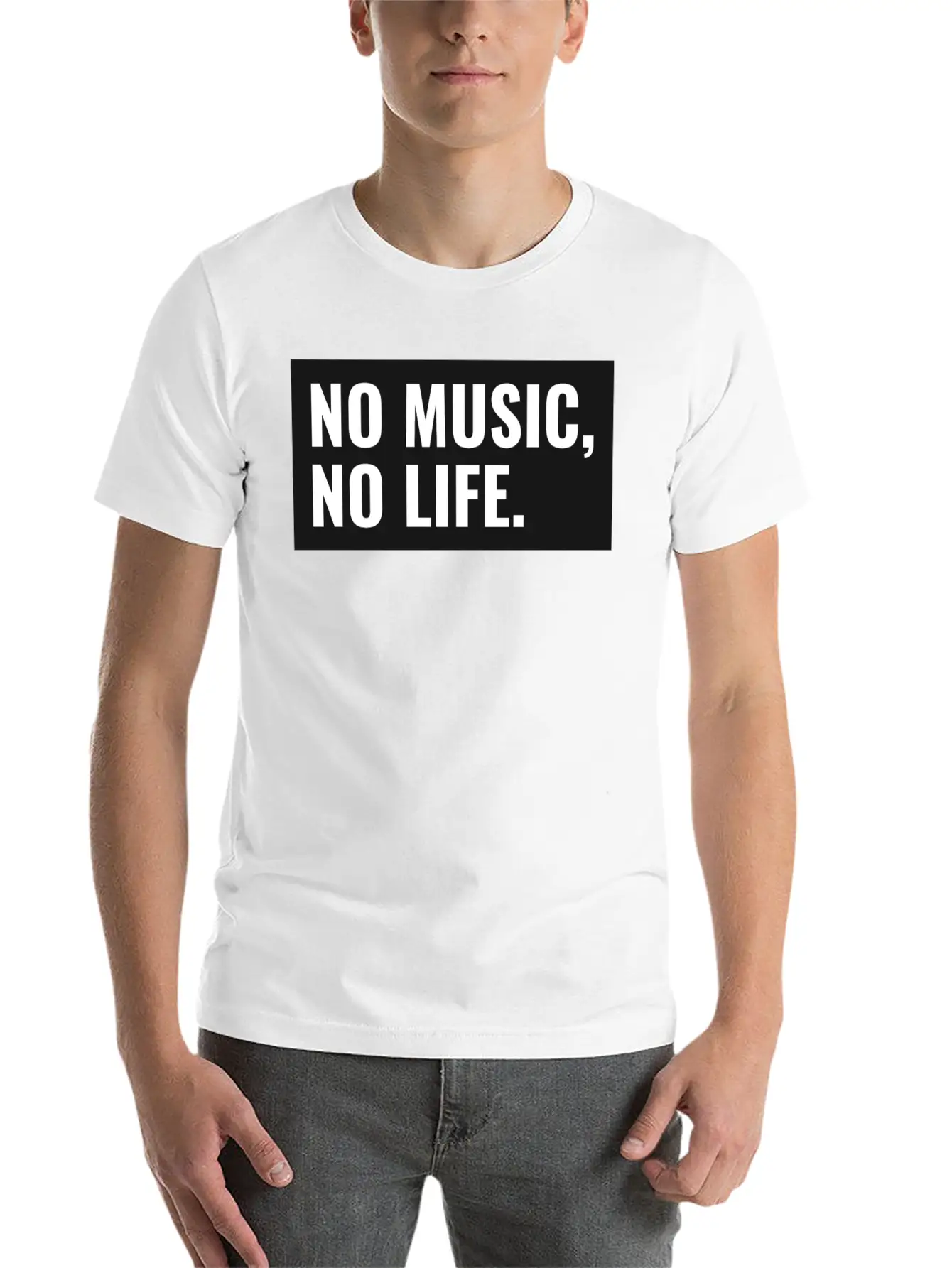 No Music, No Life. Stylish Everyday T-Shirt – Unisex Basic Cotton Tee