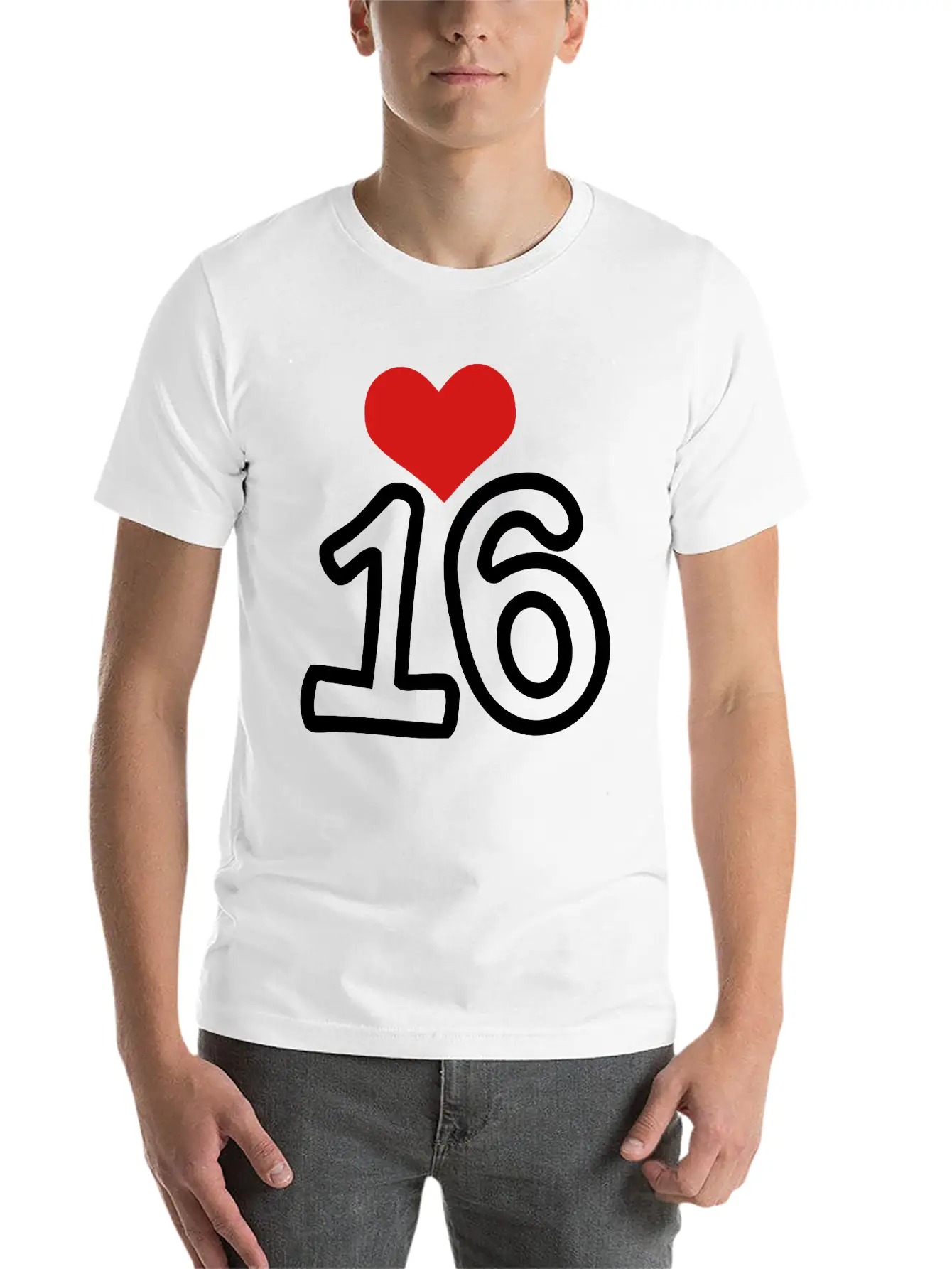 Number_16 & Heart Basic Graphic T-Shirt – Daily Comfort In Soft Cotton