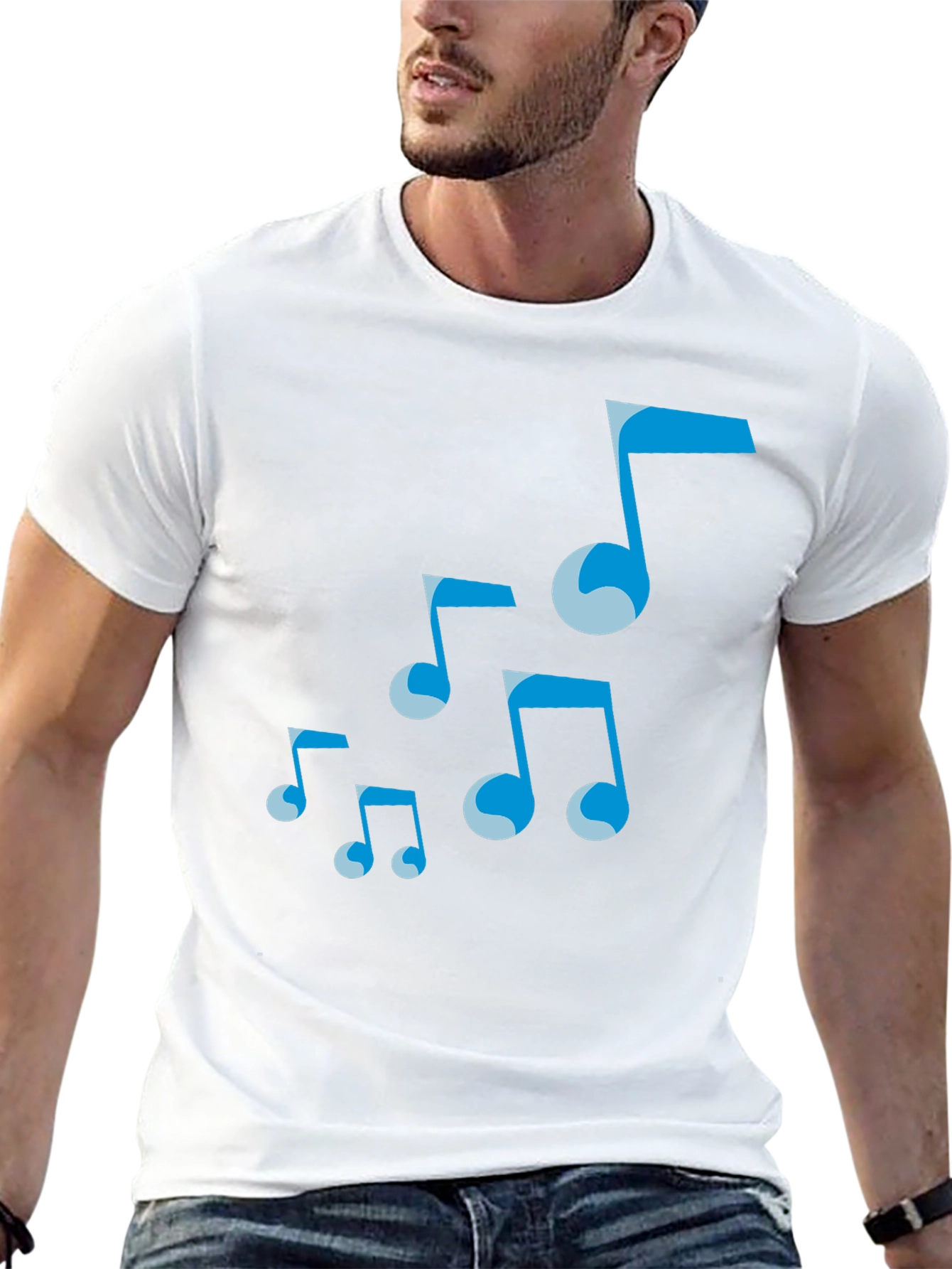 Musical Notes Graphic Tee - Black