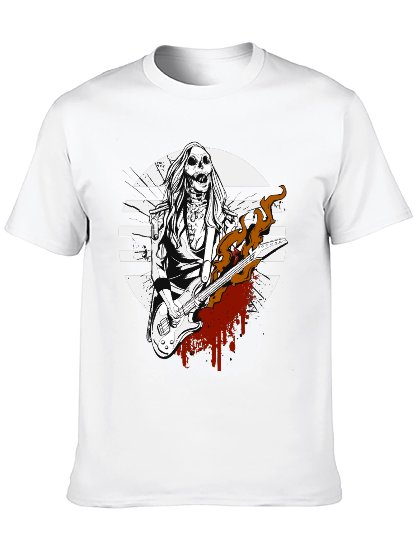 Rock On! Skeleton Guitarist Graphic Tee - Black