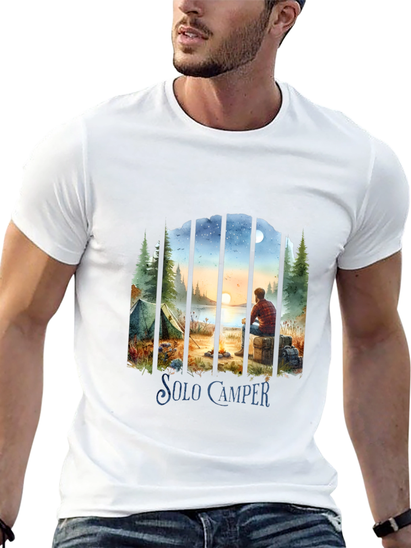 Solo Camper T-Shirt: Scenic Outdoor Adventure Tee