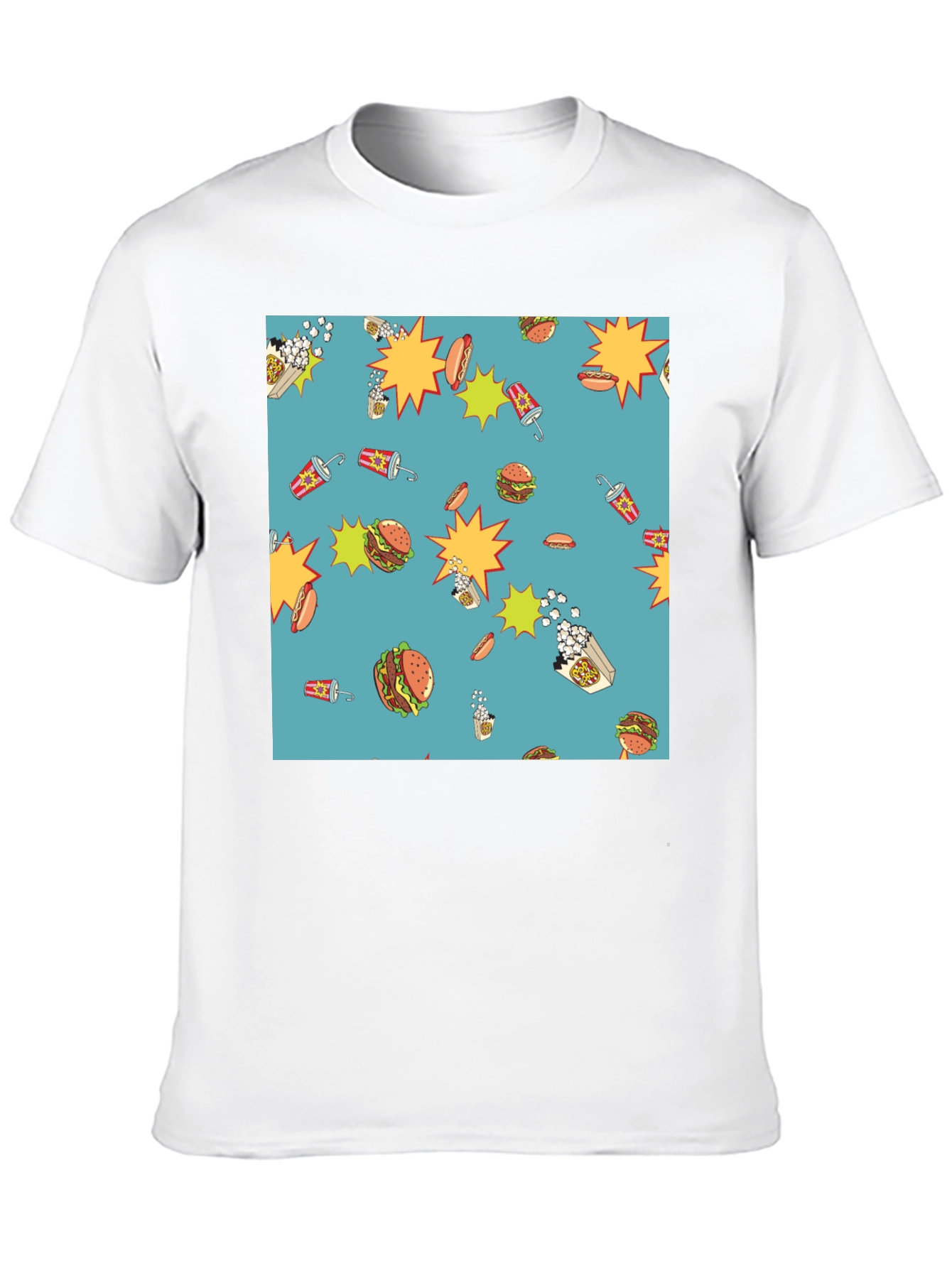 Novelty Food Pattern Black T-Shirt