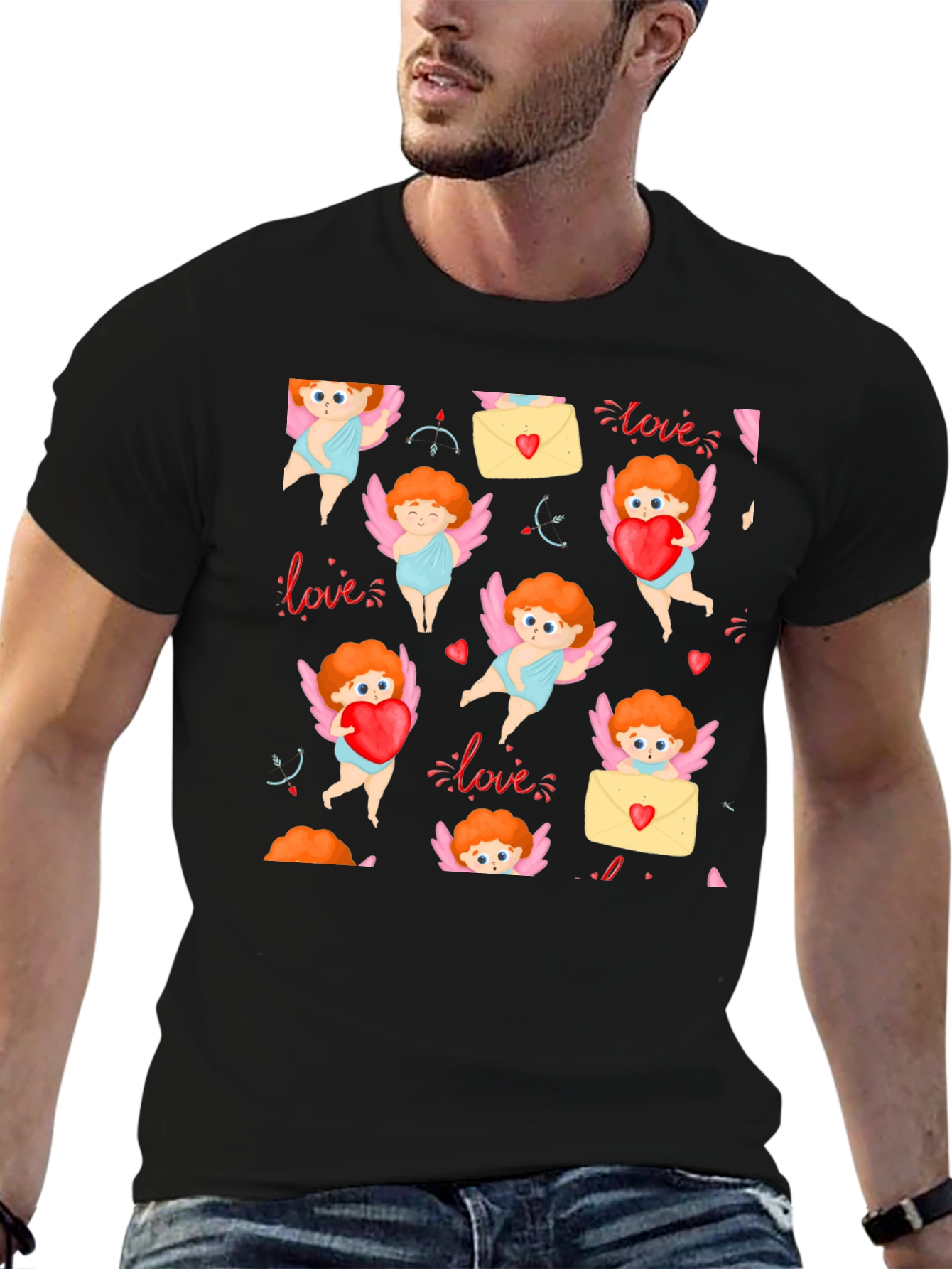 Cupids Valentine Black T-Shirt