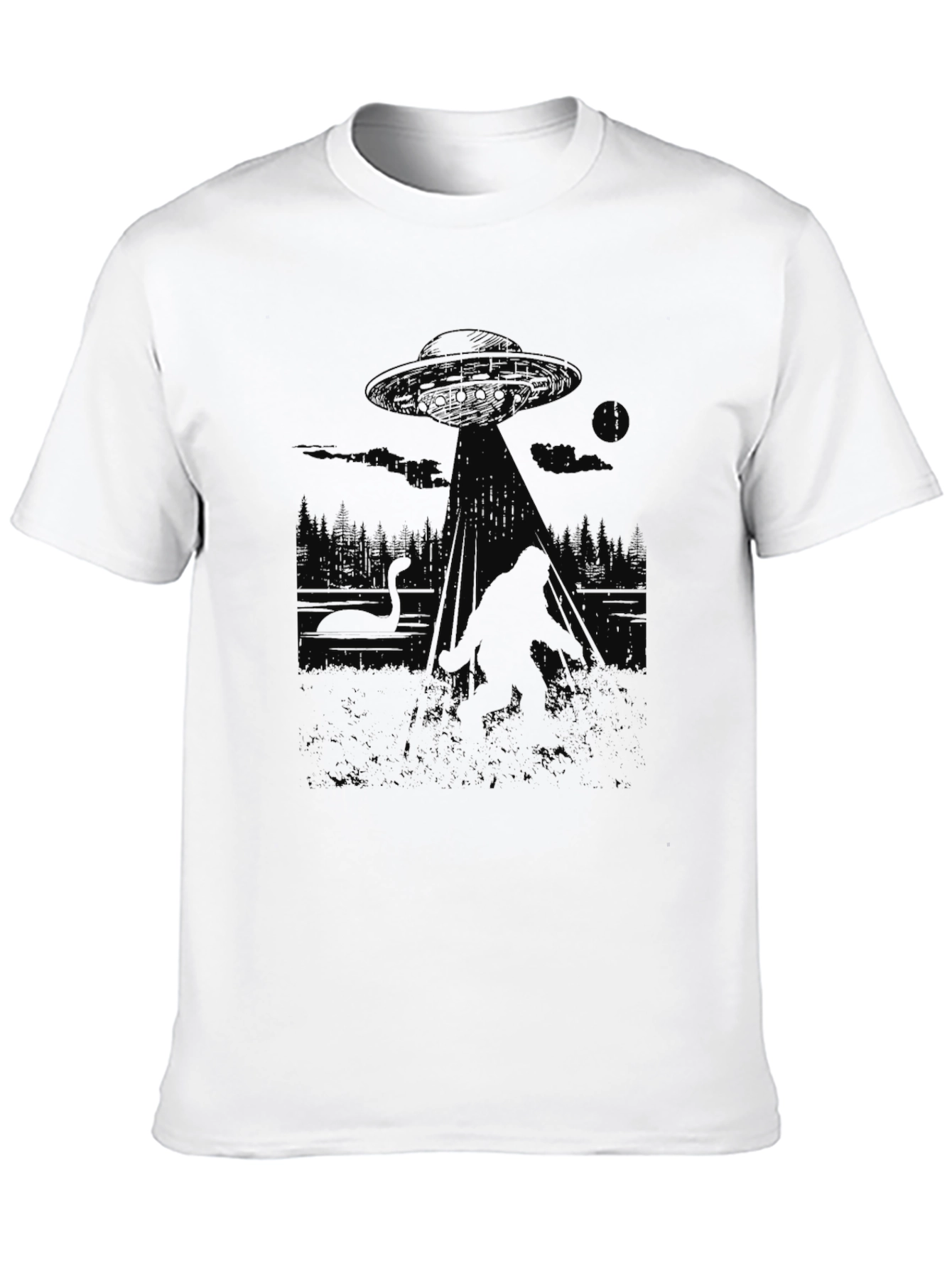 Mens UFO Bigfoot Abduction Graphic T-Shirt