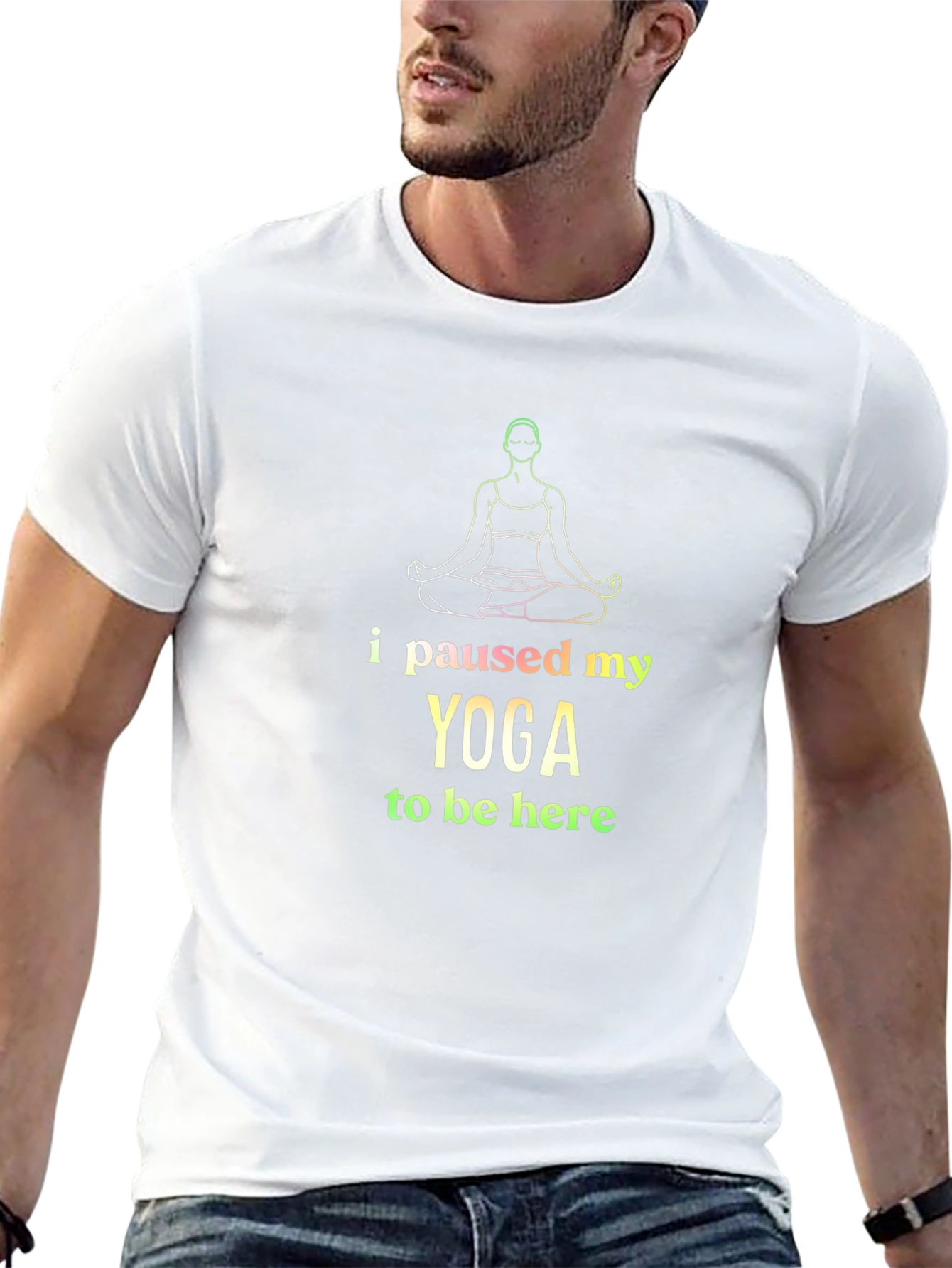 Yoga Paused Black T-Shirt Funny Meditation Tee
