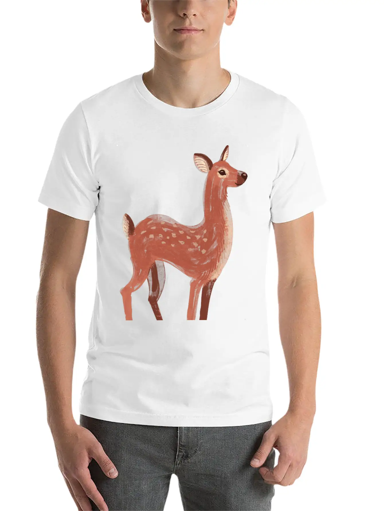Oh Deer Unisex Short Sleeve Soft Cotton T-Shirt – Casual Everyday Wear