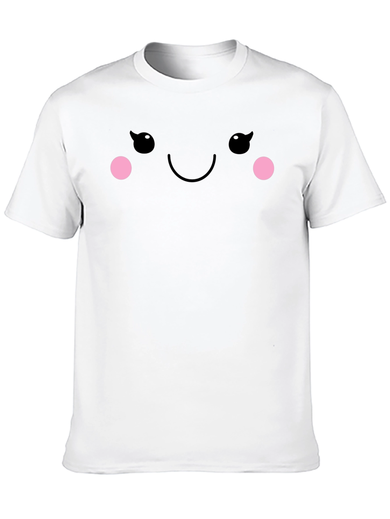 Cute Smiling Face Graphic Tee - Black