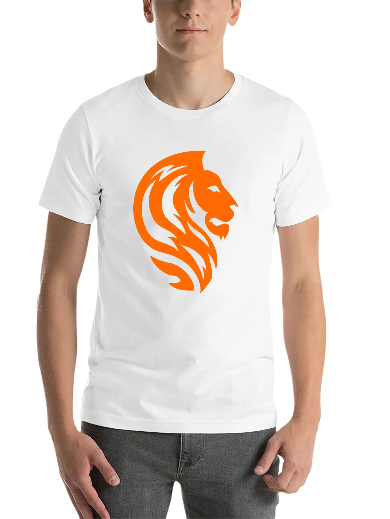 Orange Lion Unisex Short Sleeve Soft Cotton T-Shirt – Casual Everyday Wear