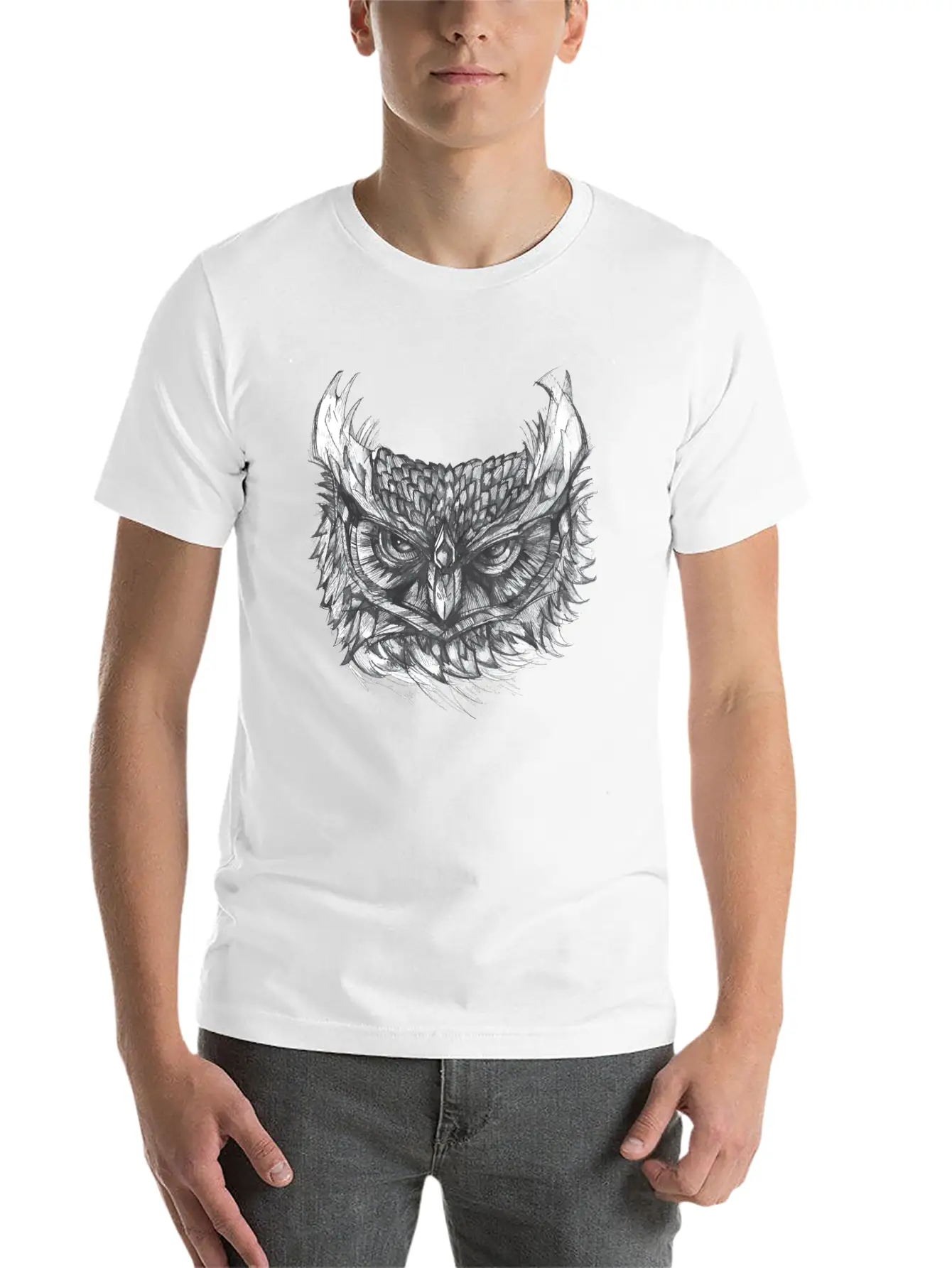 Owl Drawing Stylish Everyday T-Shirt – Unisex Basic Cotton Tee