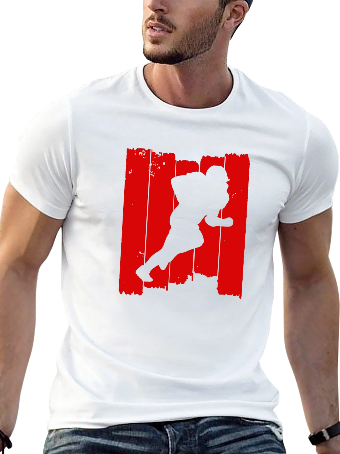 Football Player Graphic Tee - Black