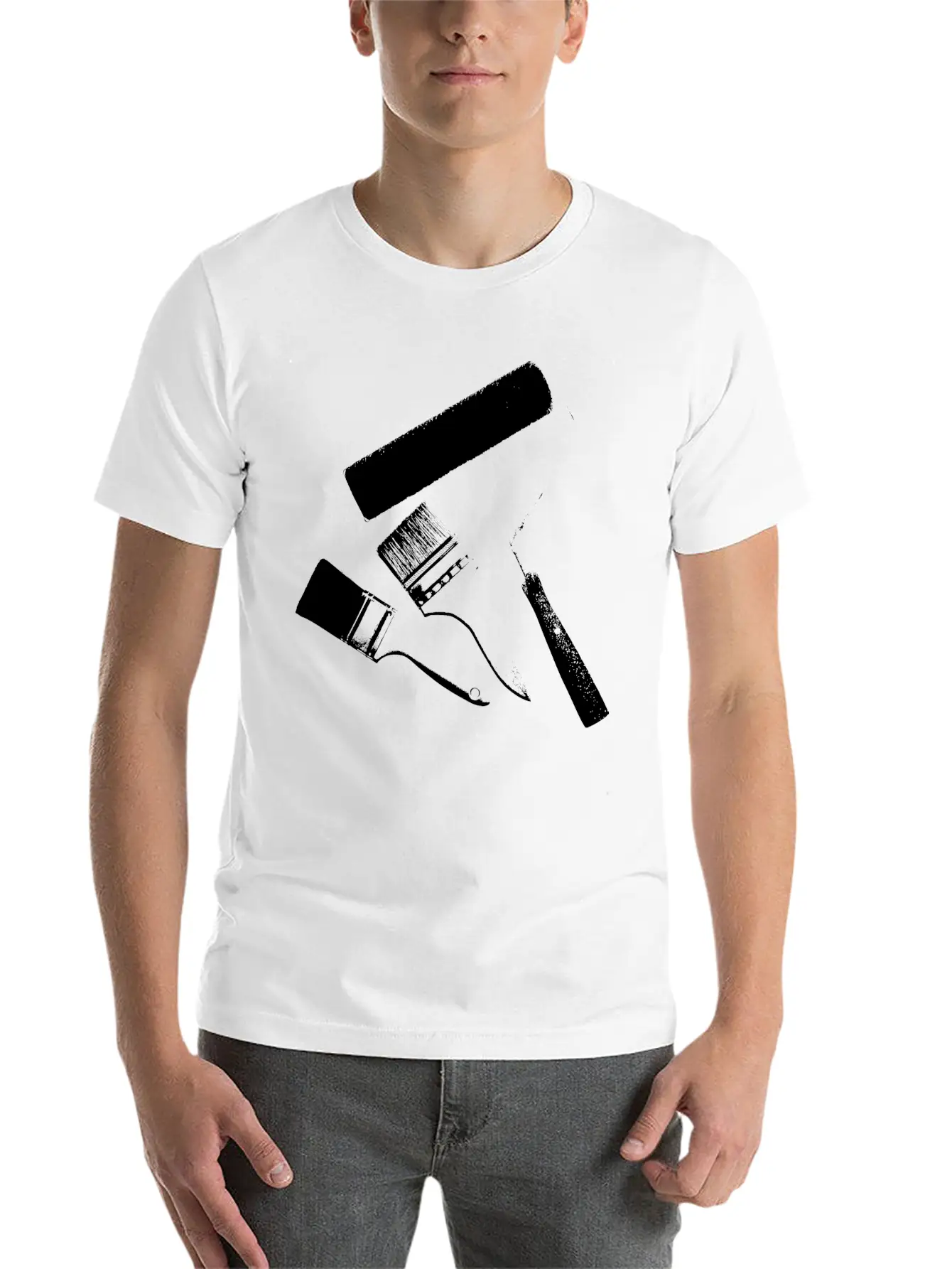 Paint Brushes Comfortable Minimalist Graphic Tee – Summer Style Essential