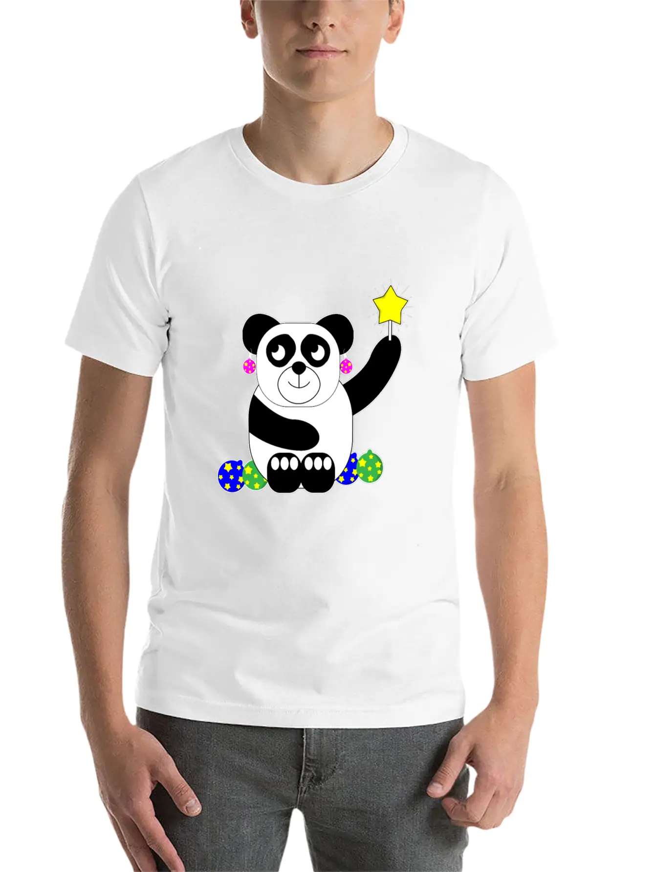 Panda Christmas Animal Decoration Present Basic Graphic T-Shirt – Daily Comfort In Soft Cotton