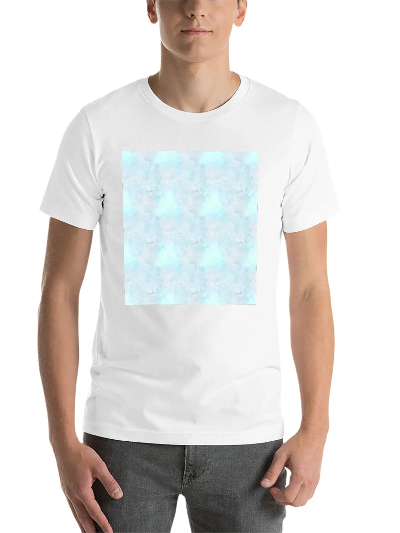 Pastel Blue Batik Pattern Timeless Short Sleeve Tee – Comfy And Minimalist Design