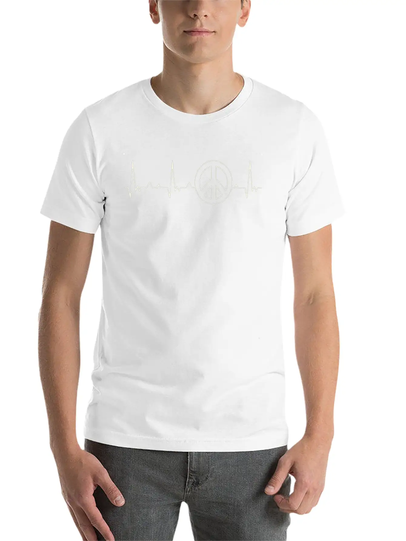 Peace Symbol. Heart. Love. EKG. Pulse. Beat. Unisex Casual T-Shirt – Clean Design For Daily Comfort