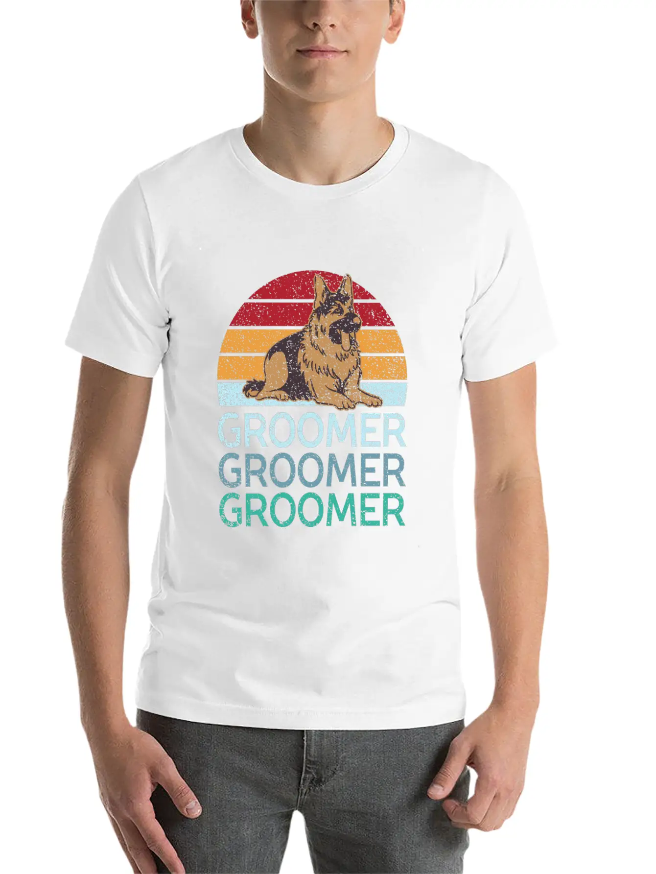 Pet Groomer Art Dog Grooming Logo Gifts Unisex Short Sleeve Soft Cotton T-Shirt – Casual Everyday Wear