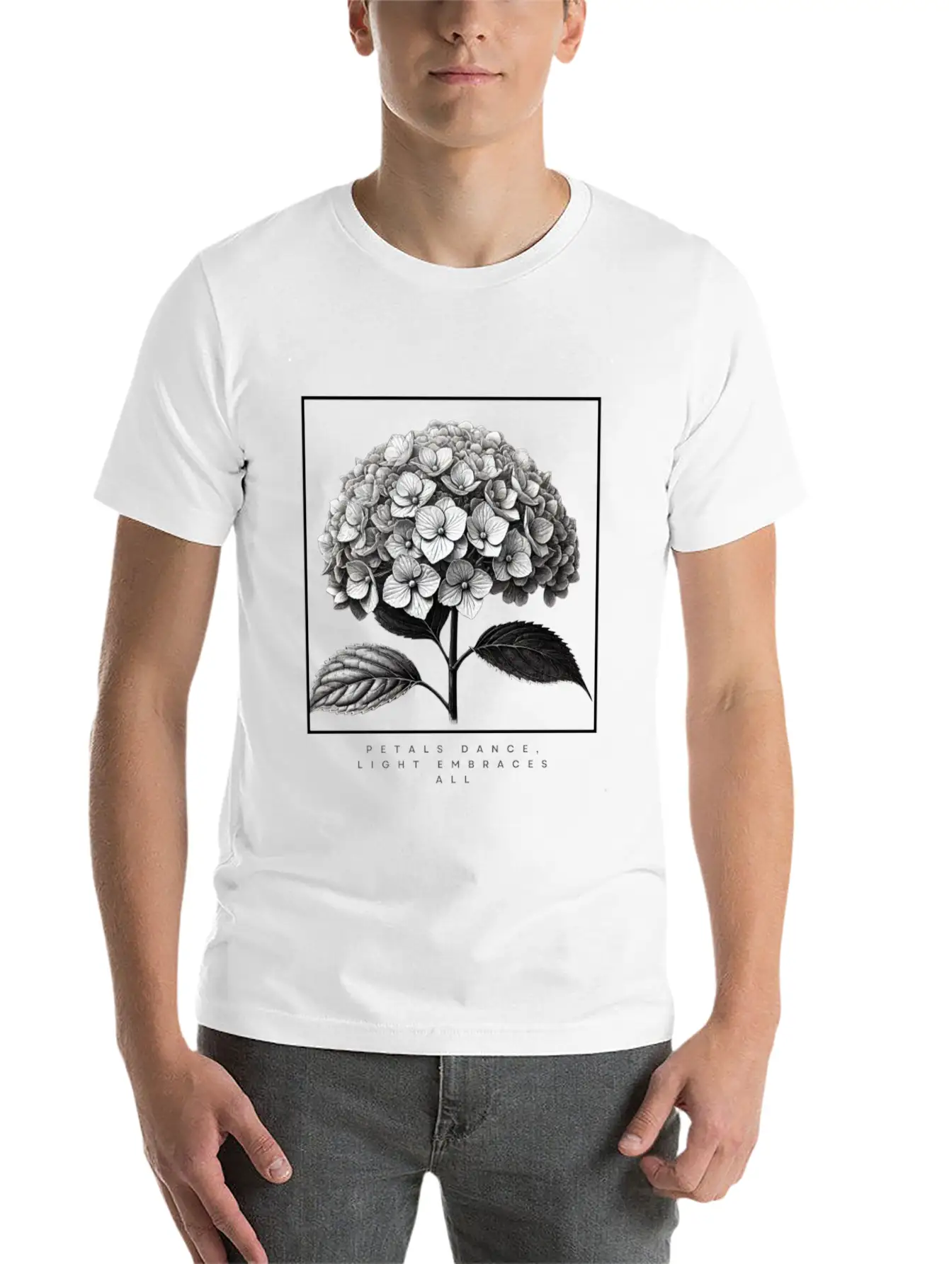 Petals Dance, Light Embraces All Unisex Short Sleeve Soft Cotton T-Shirt – Casual Everyday Wear