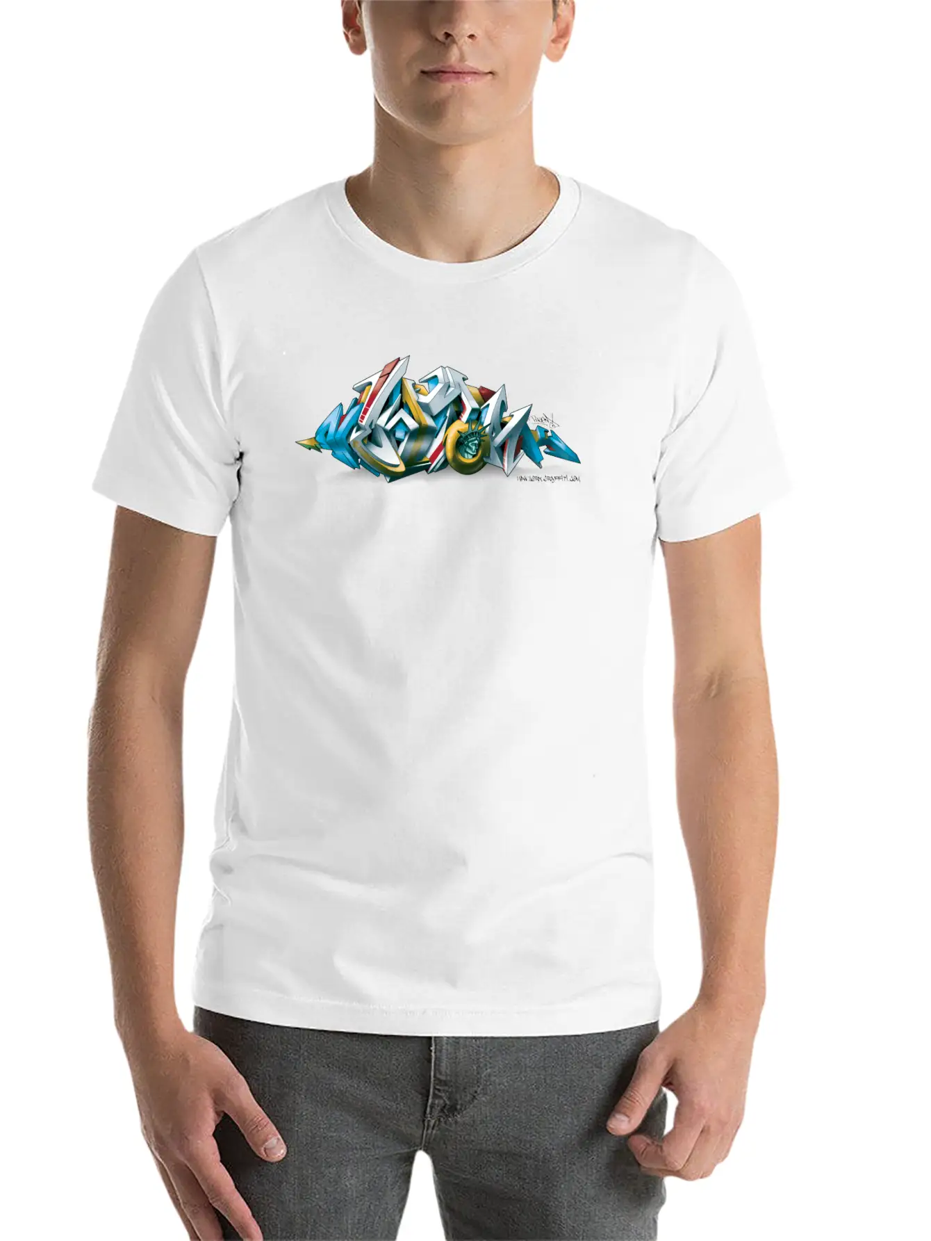 Phame - Design For New York Graffiti - 3D Style Unisex Short Sleeve Soft Cotton T-Shirt – Casual Everyday Wear