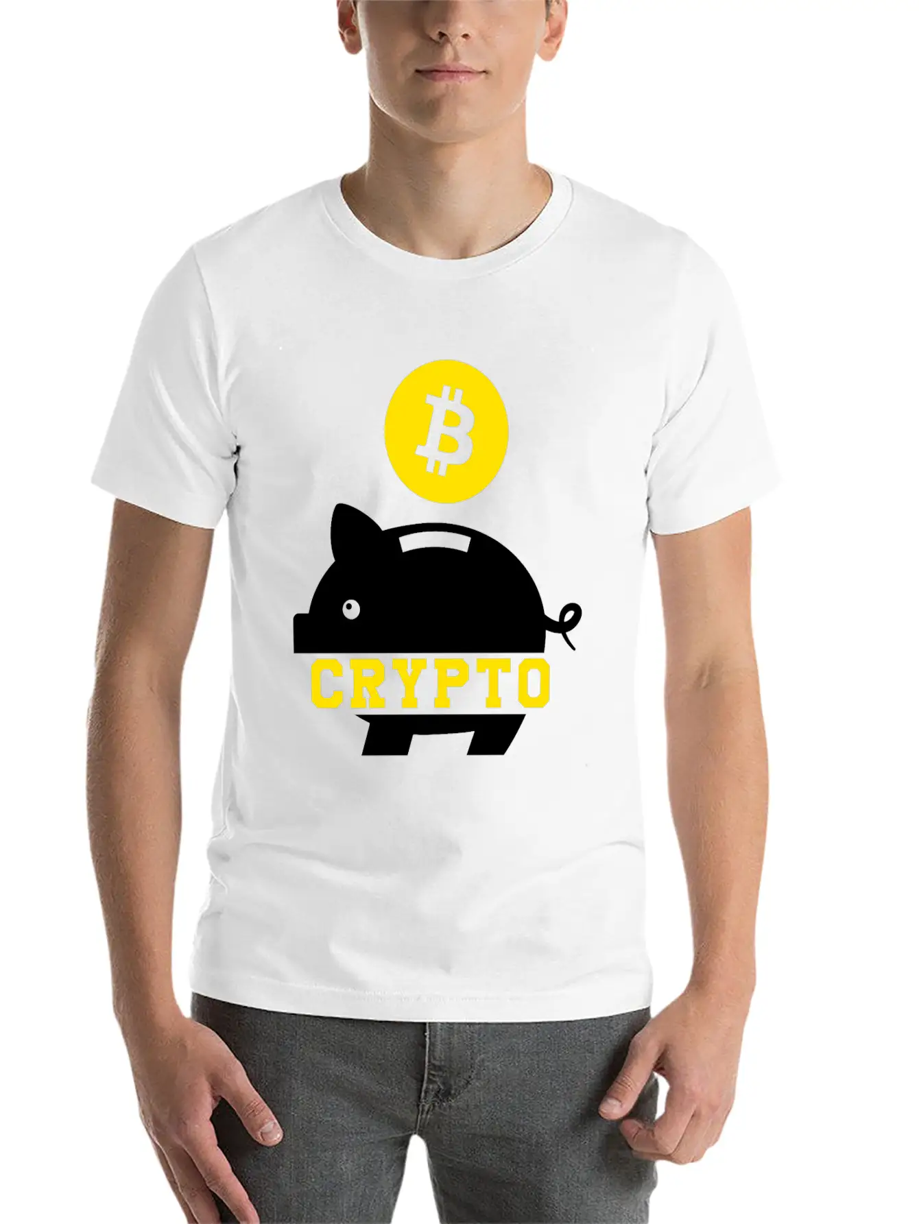 Piggy Bank Bitcoin Coin Cryptocurrency Crypto BTC Stylish Everyday T-Shirt – Unisex Basic Cotton Tee