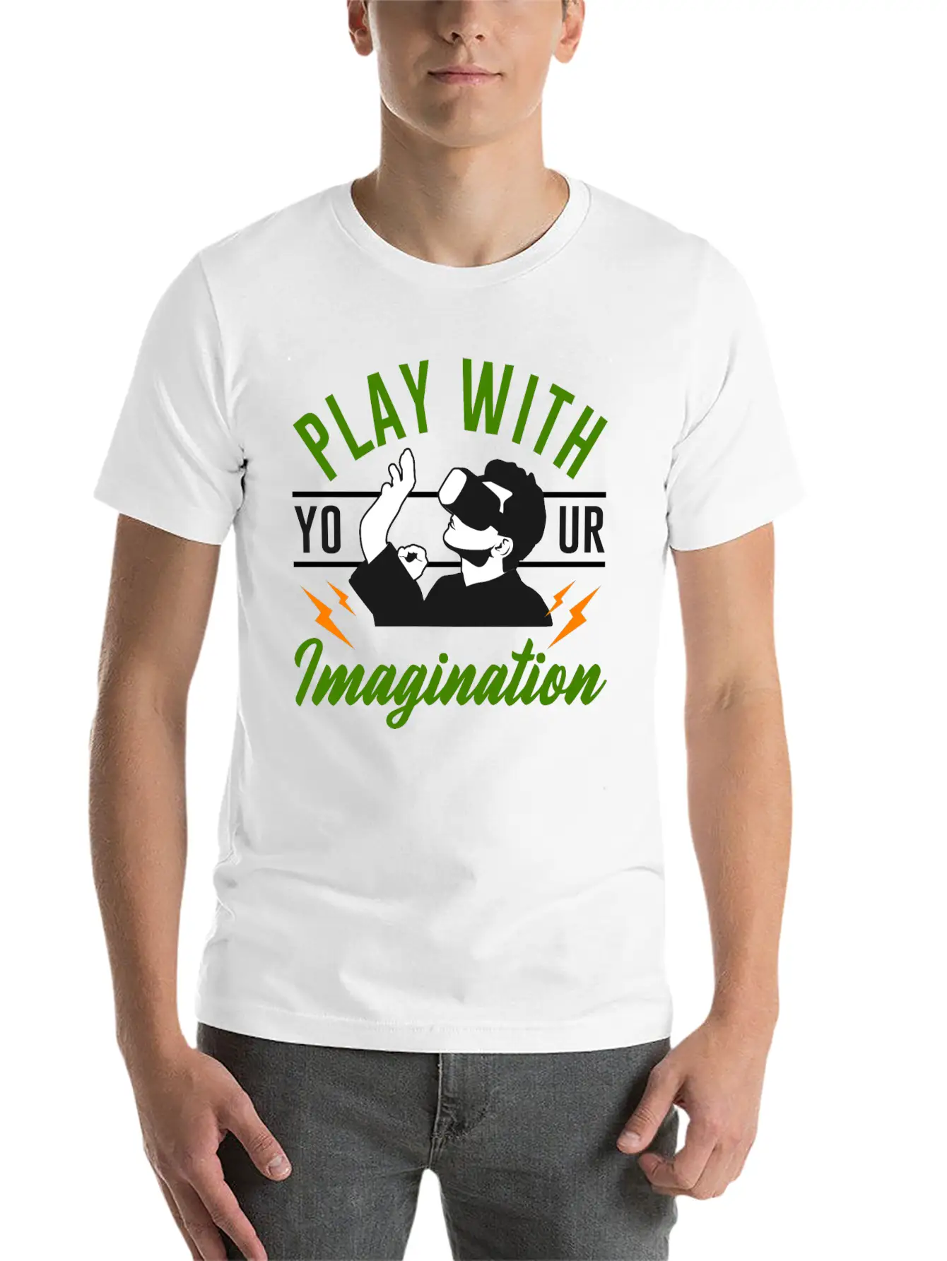 Play With Your Imagination Unisex Short Sleeve Soft Cotton T-Shirt – Casual Everyday Wear