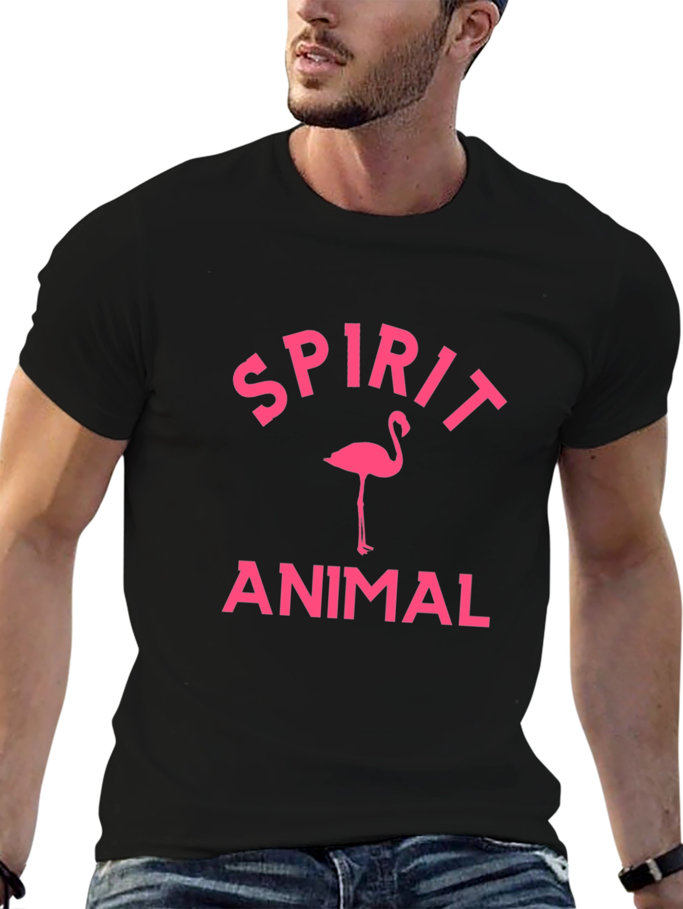 Spirit Animal Flamingo Black Graphic Tee