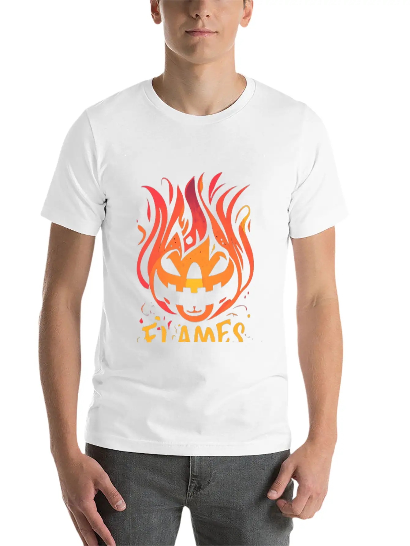 Pumpkin Inferno - Flame The Night Essential Unisex Summer Tee – Soft Cotton Casual Fit