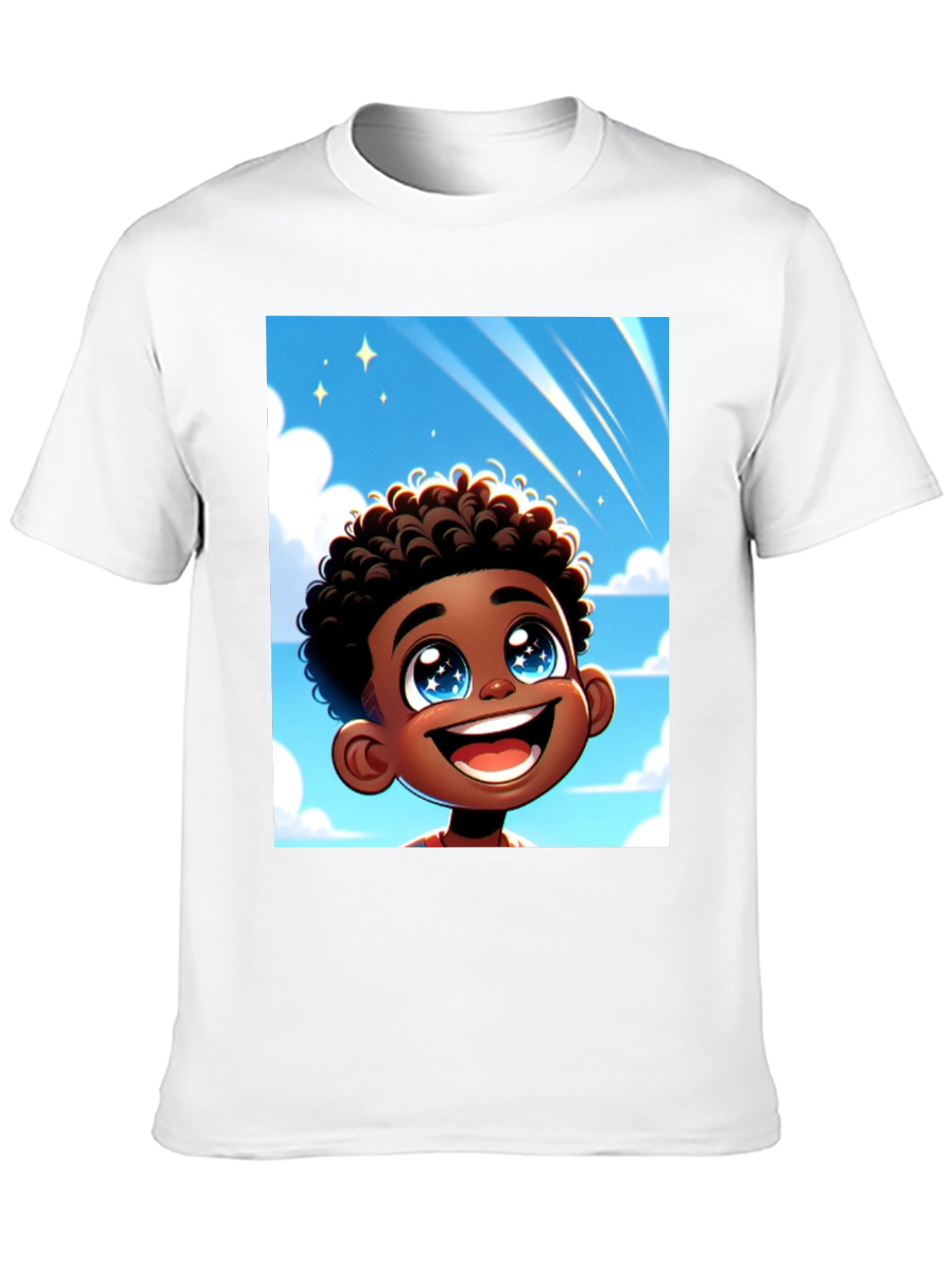 Cartoon Boy T-Shirt - Black Cotton Blend