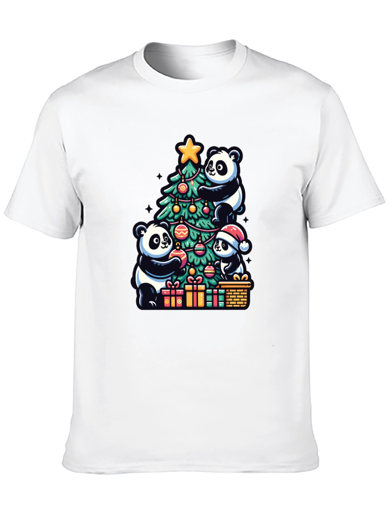 Panda Christmas T-Shirt - Holiday Festive Wear