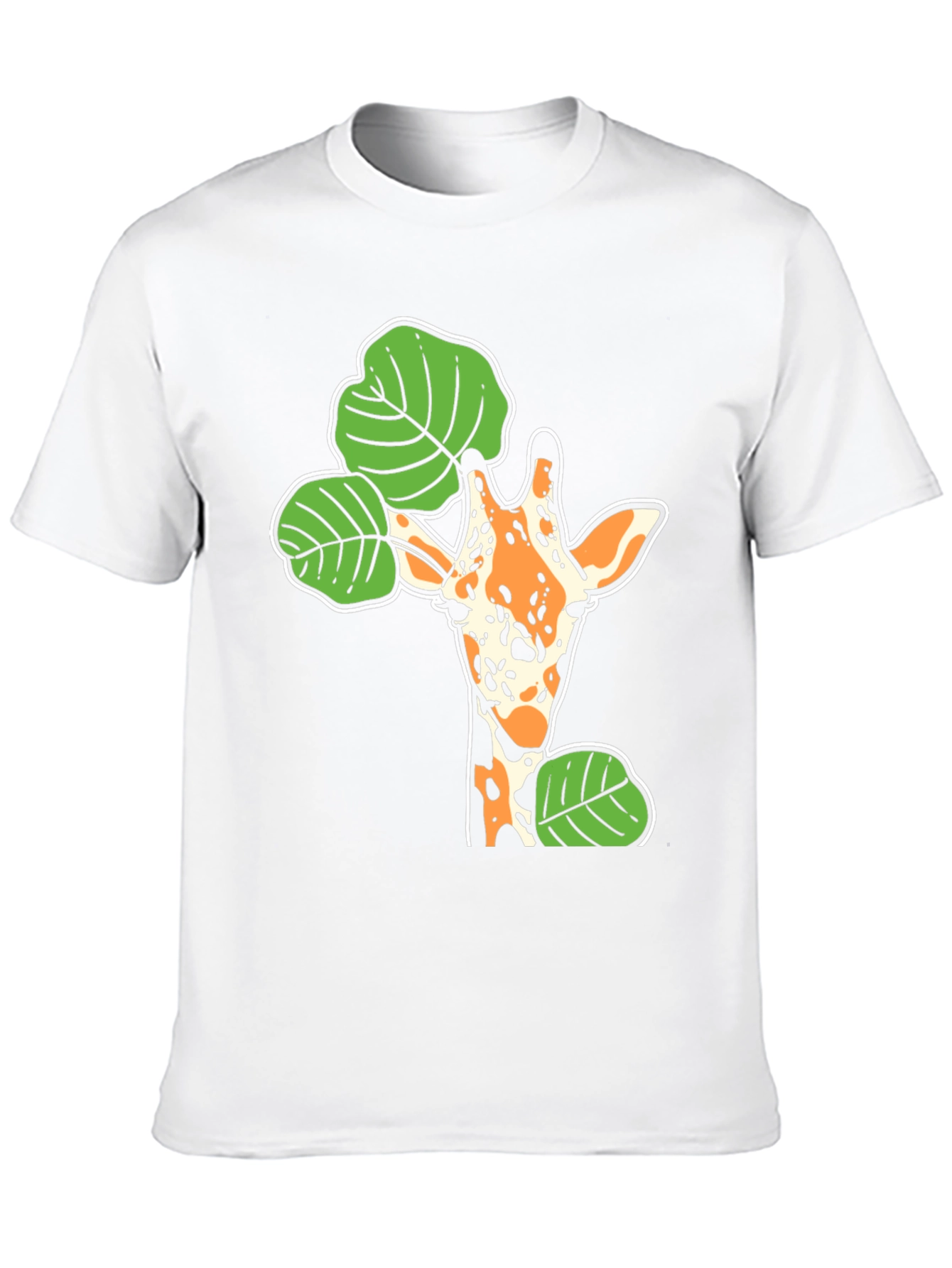 Giraffe and Leaf Graphic Black T-Shirt