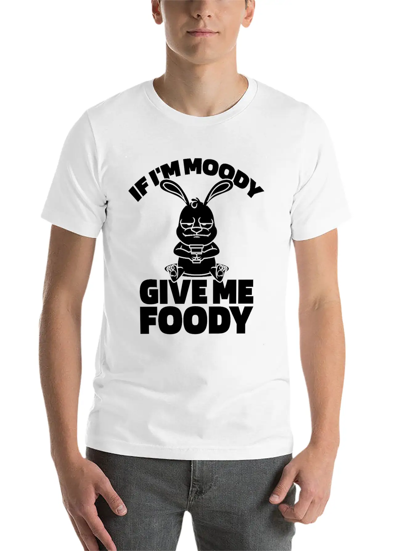 Rabbit Funny If Im Moody Give Me Foody Timeless Short Sleeve Tee – Comfy And Minimalist Design
