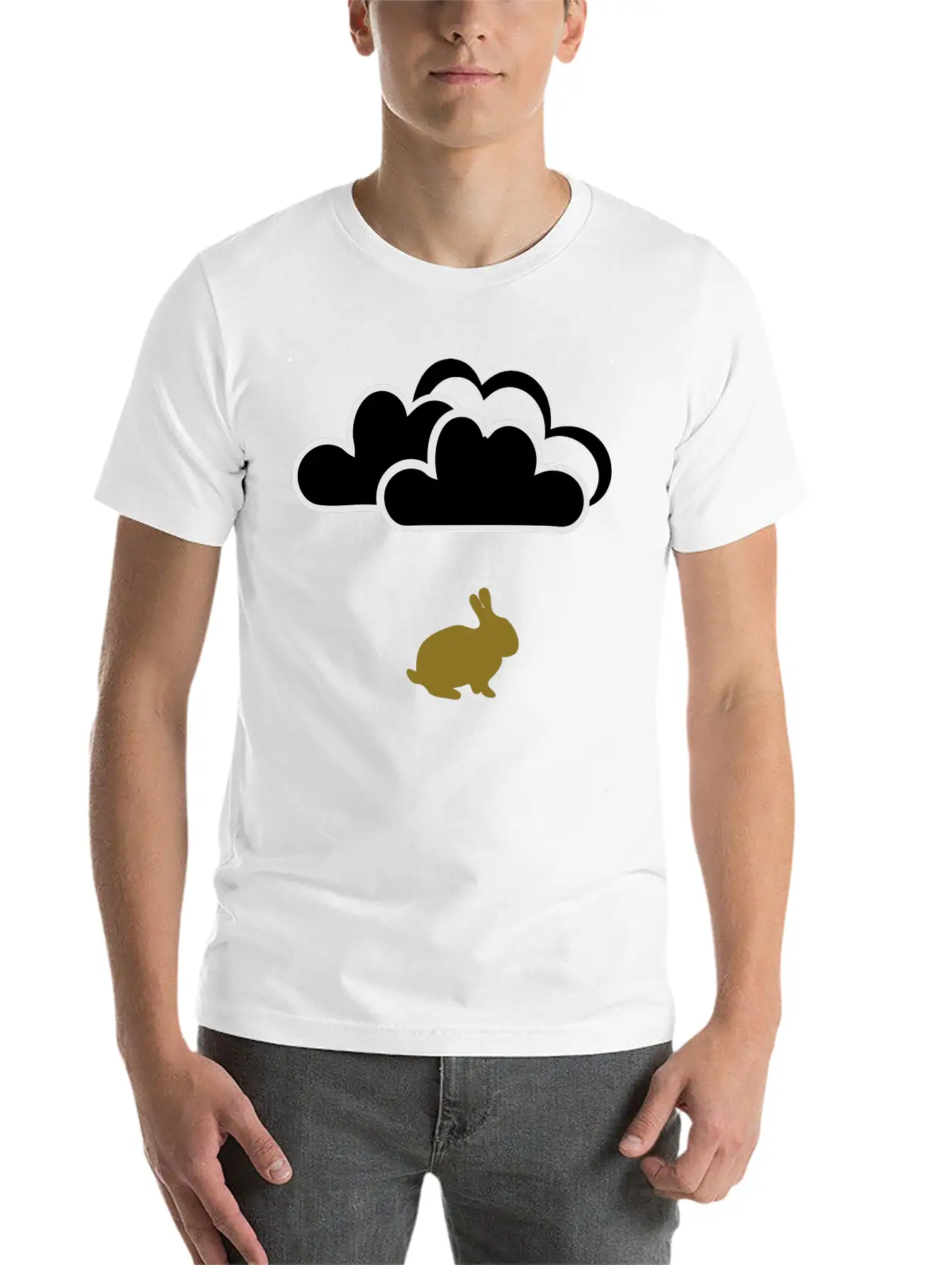 Rabbit Under Clouds Unisex Short Sleeve Soft Cotton T-Shirt – Casual Everyday Wear