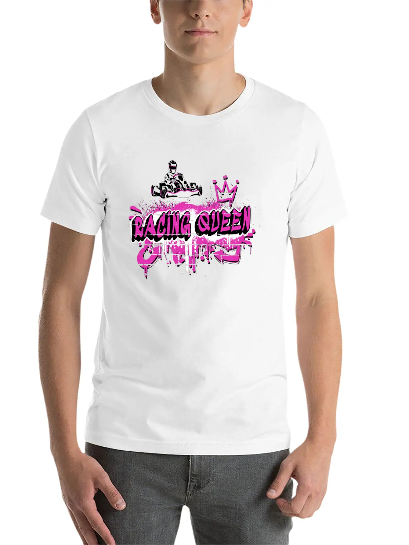 Racing Queen Go Kart Design Unisex Short Sleeve Soft Cotton T-Shirt – Casual Everyday Wear