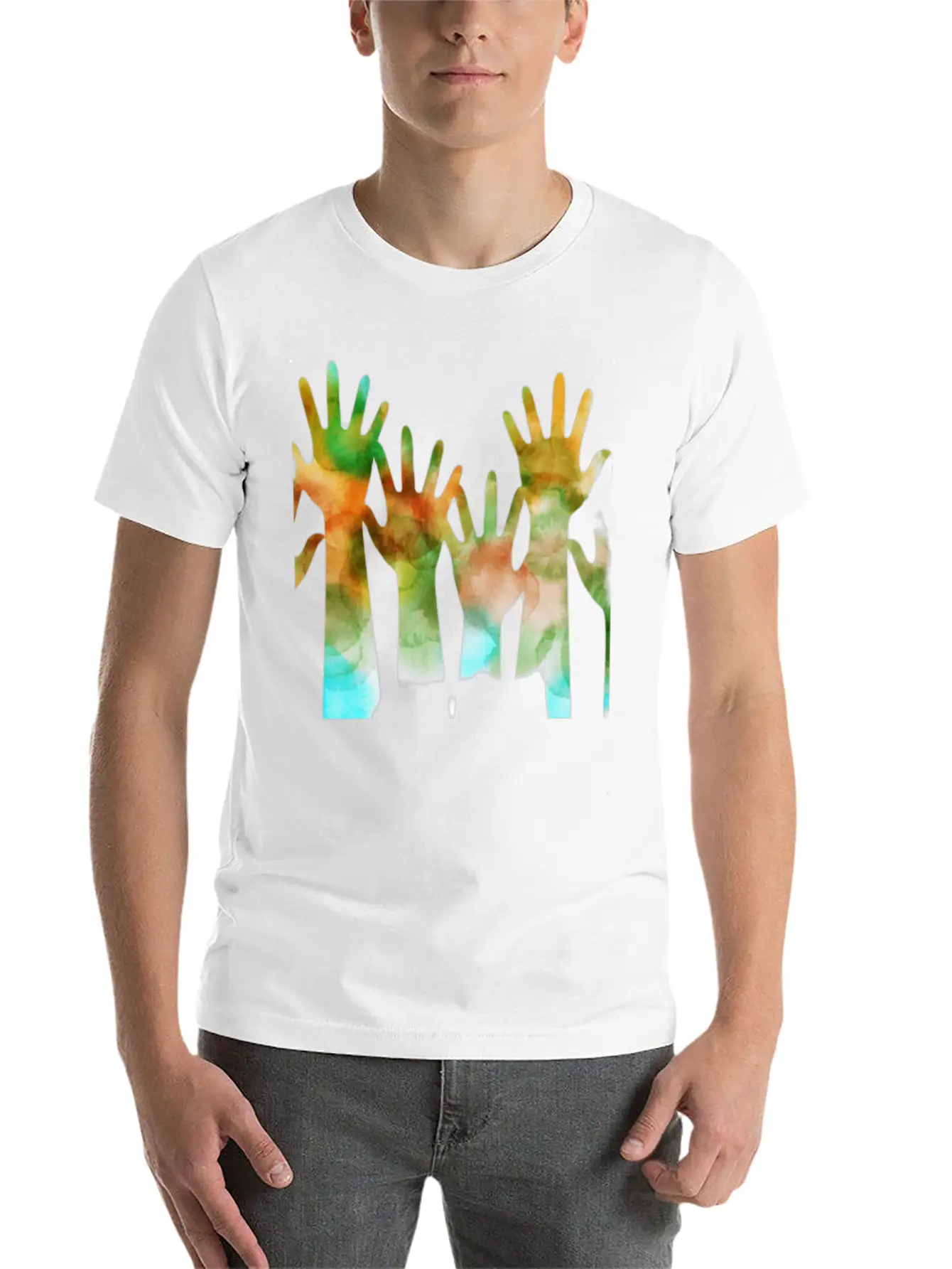 Rainbow Hand Stylish Everyday T-Shirt – Unisex Basic Cotton Tee