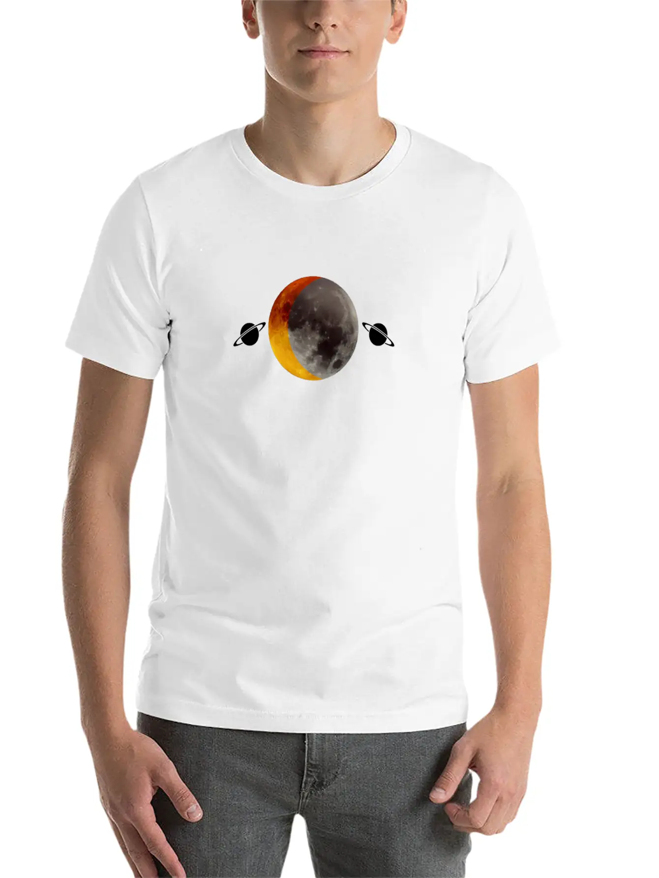 Red Full Moon Design Essential Unisex Summer Tee – Soft Cotton Casual Fit