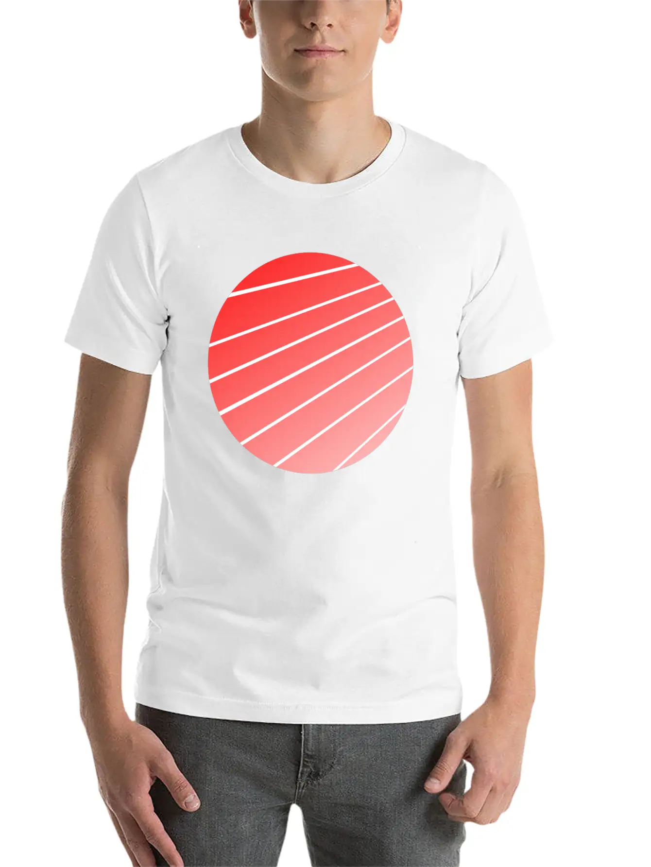 Red Gradient Circle Stylish Everyday T-Shirt – Unisex Basic Cotton Tee