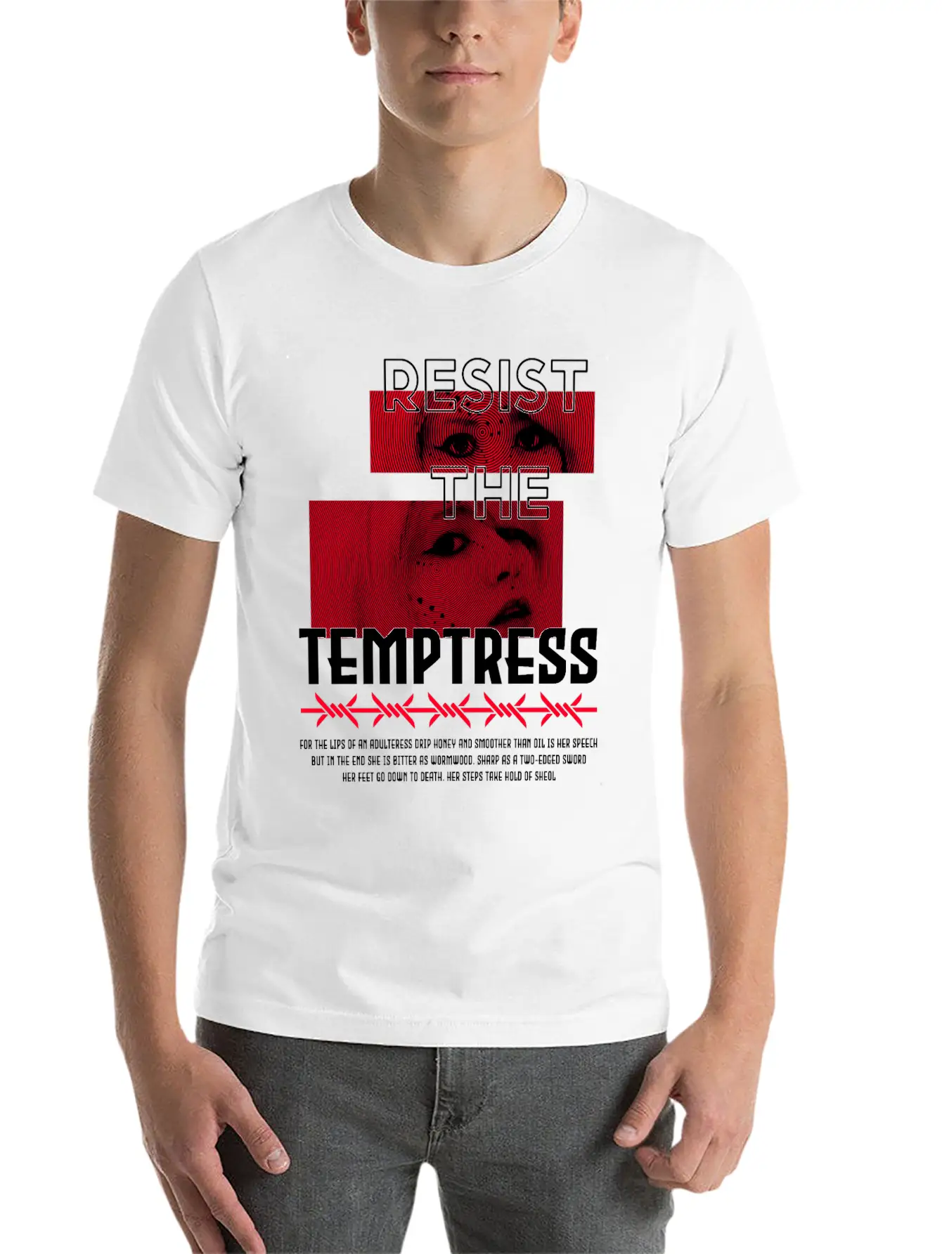 RESIST THE TEMPTRESS VIRTUE404 STREETWEAR Unisex Short Sleeve Soft Cotton T-Shirt – Casual Everyday Wear