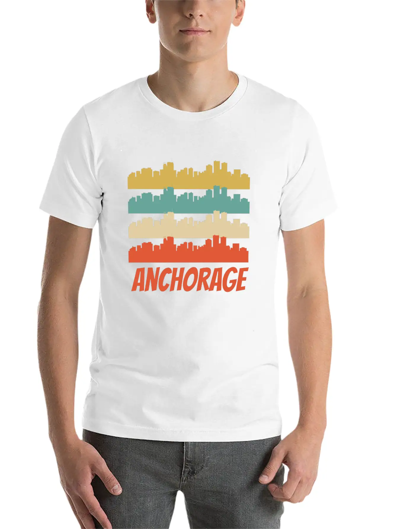 Retro Anchorage AK Skyline Pop Art Basic Graphic T-Shirt – Daily Comfort In Soft Cotton