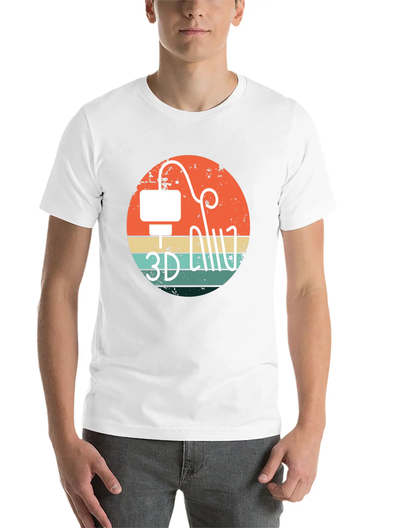 Retro Backdrop 3D Printing Machine Unisex Short Sleeve Soft Cotton T-Shirt – Casual Everyday Wear