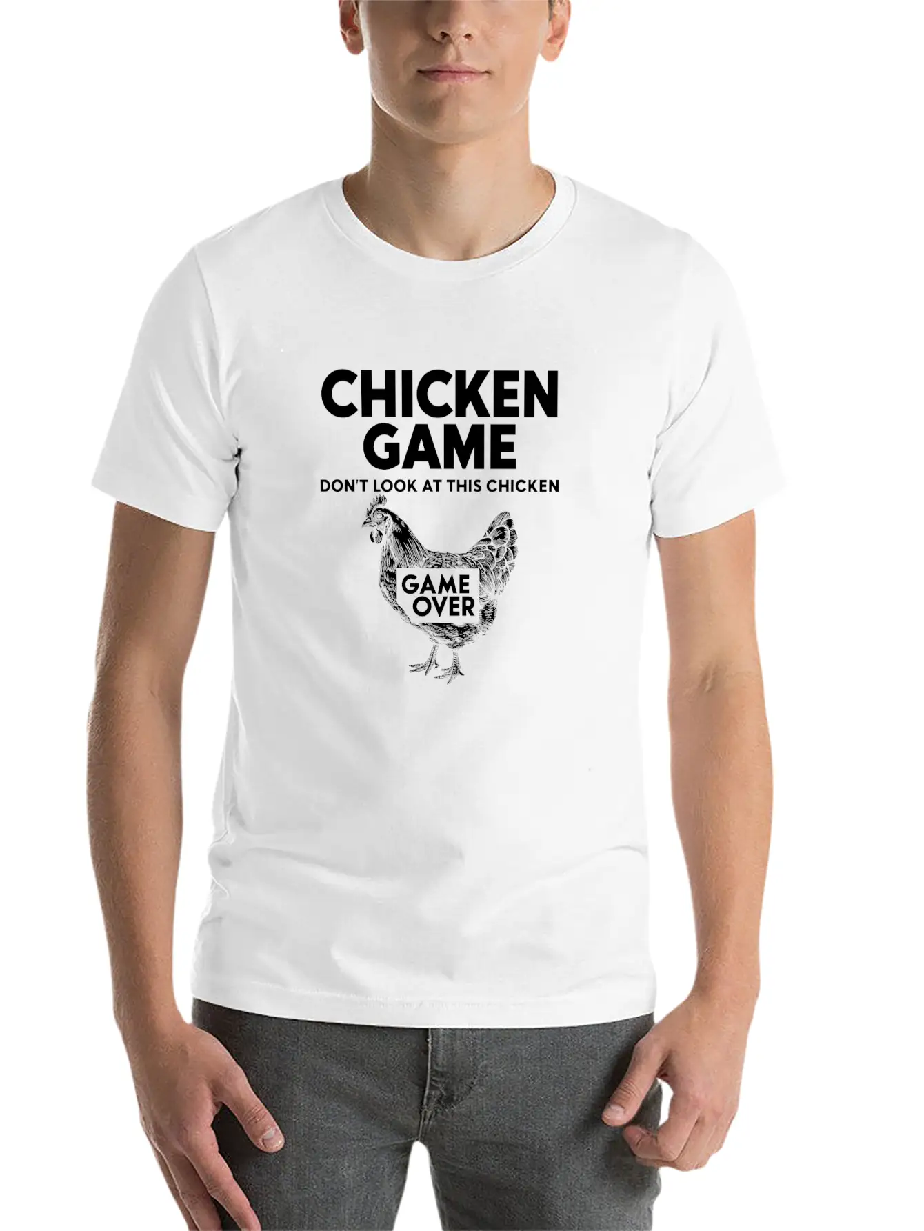 Retro Chicken Game Design For Gamers Stylish Everyday T-Shirt – Unisex Basic Cotton Tee
